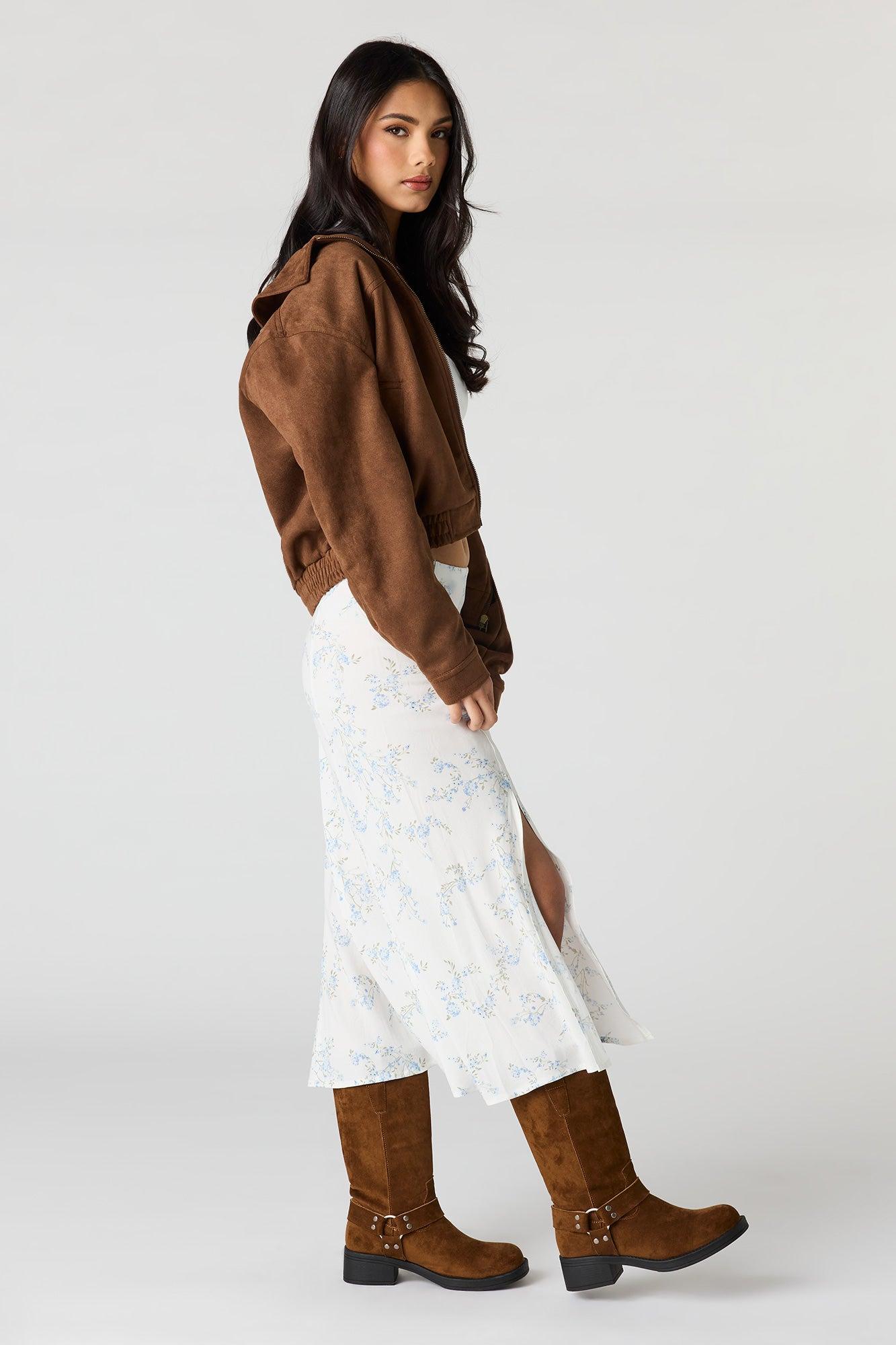 Floral Slit Midi Skirt Female Product Image