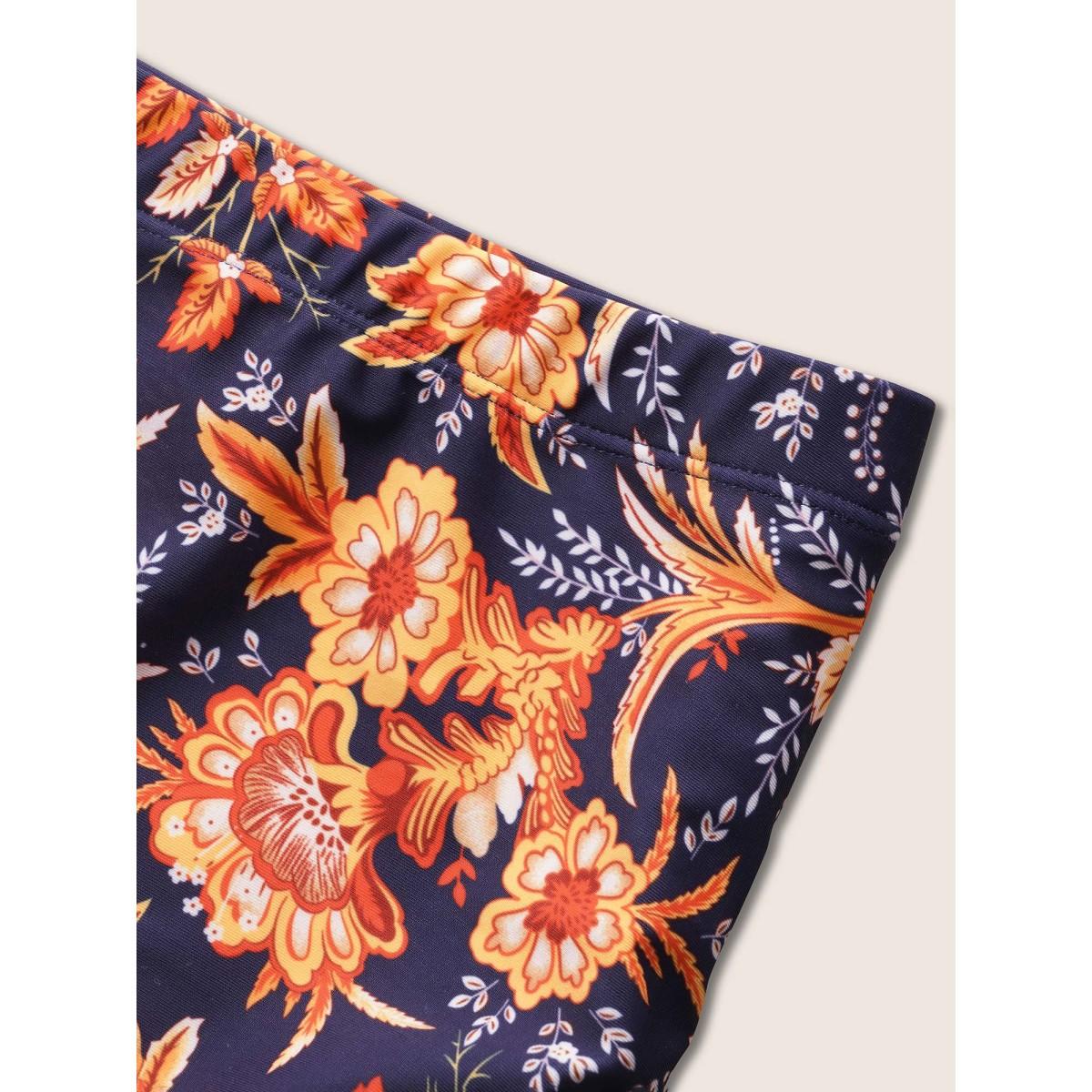 Plus Size Bandana Print Knotted Asymmetrical Hem Swim Dress Women's Swimwear DarkBlue Beach Bodycon Non High stretch Curve Swim Dresses BloomChic 10/M Product Image