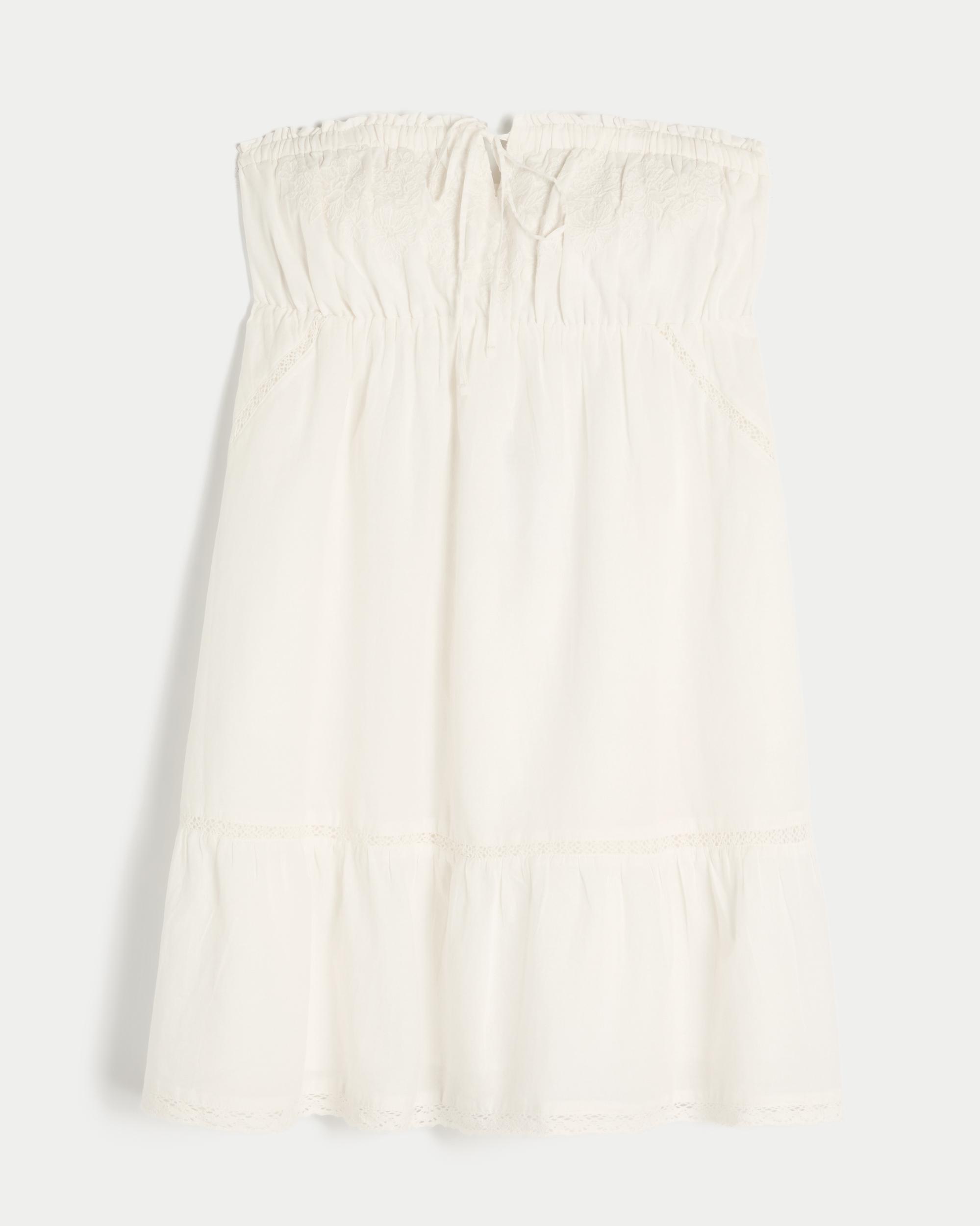 Strapless Embroidered Babydoll Dress Product Image