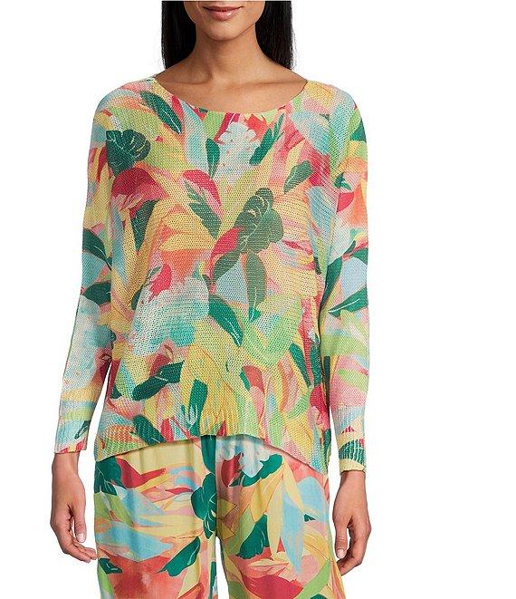 M Made in Italy Tropical Printed Long Sleeve Knit Top Product Image