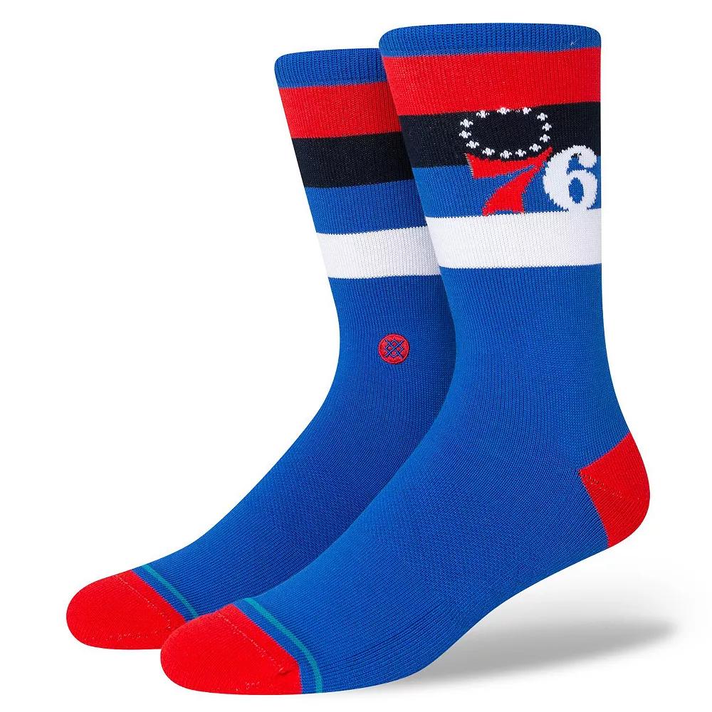 Stance Philadelphia 76ers Stripe Crew Socks, Men's, Size: Large, 76r Blue Product Image