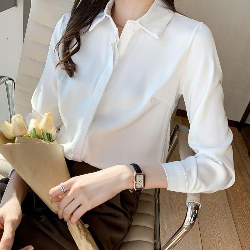 Long-Sleeve Plain Shirt Product Image