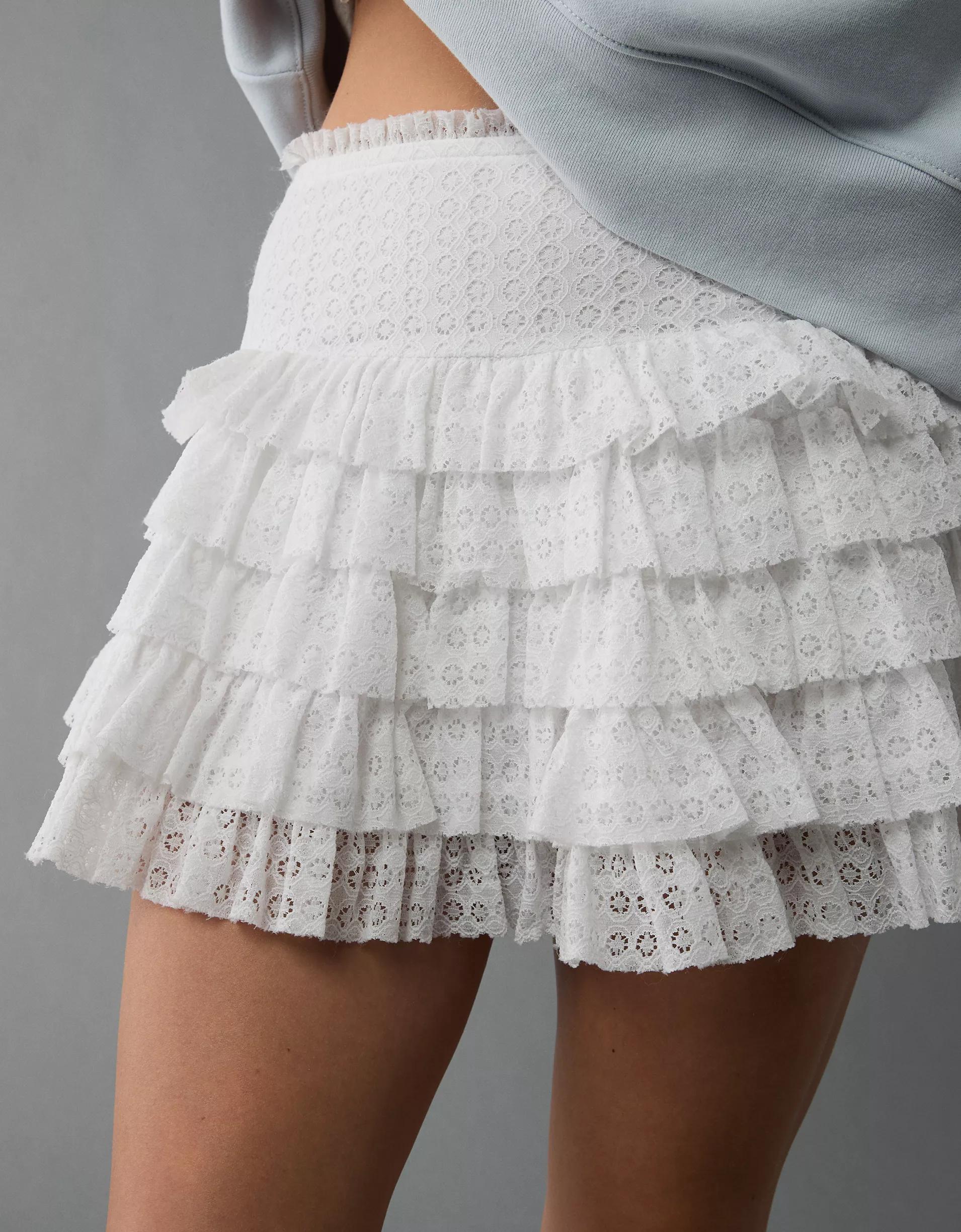 AE High-Waisted Ruffle Mini Skort Product Image