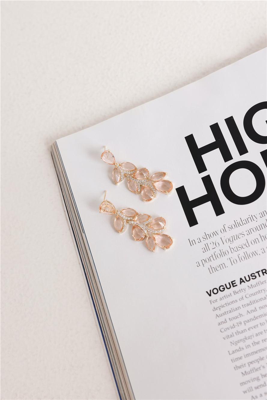 18k Gold Plated Beauty Gems Earrings Gold Product Image