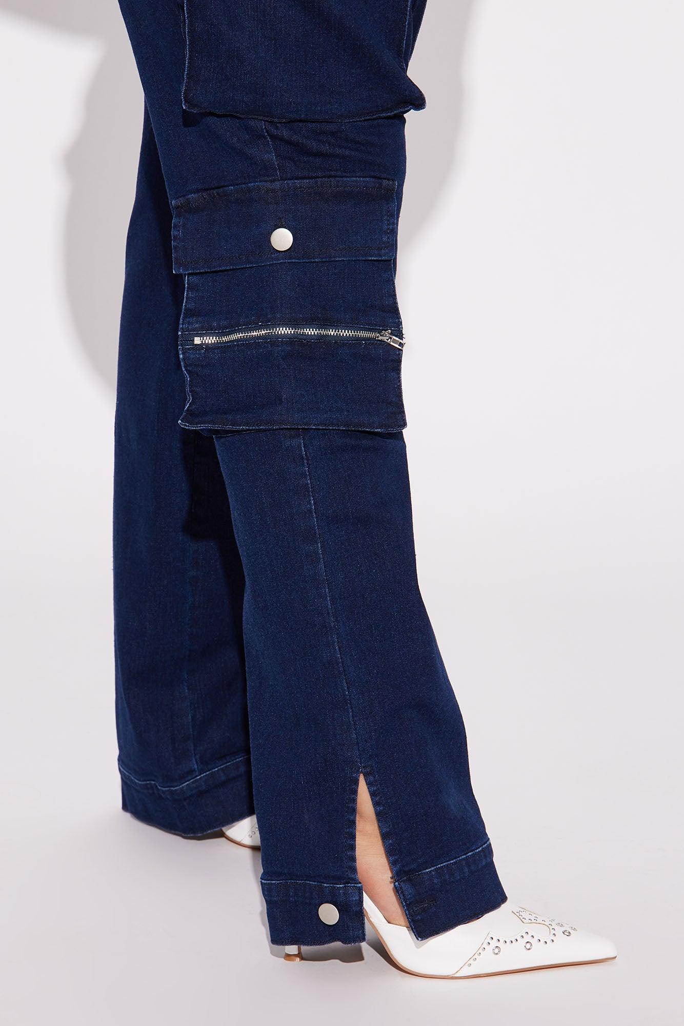 Out Of My Way Stretch Cargo Jean - Dark Wash Product Image