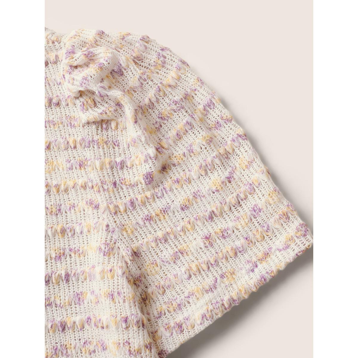 Plus Size V Neck Cut Out Striped Tie Dye T-shirt Lilac Women Elegant Contrast V-neck Everyday T-shirts BloomChic 18-20/2X Product Image