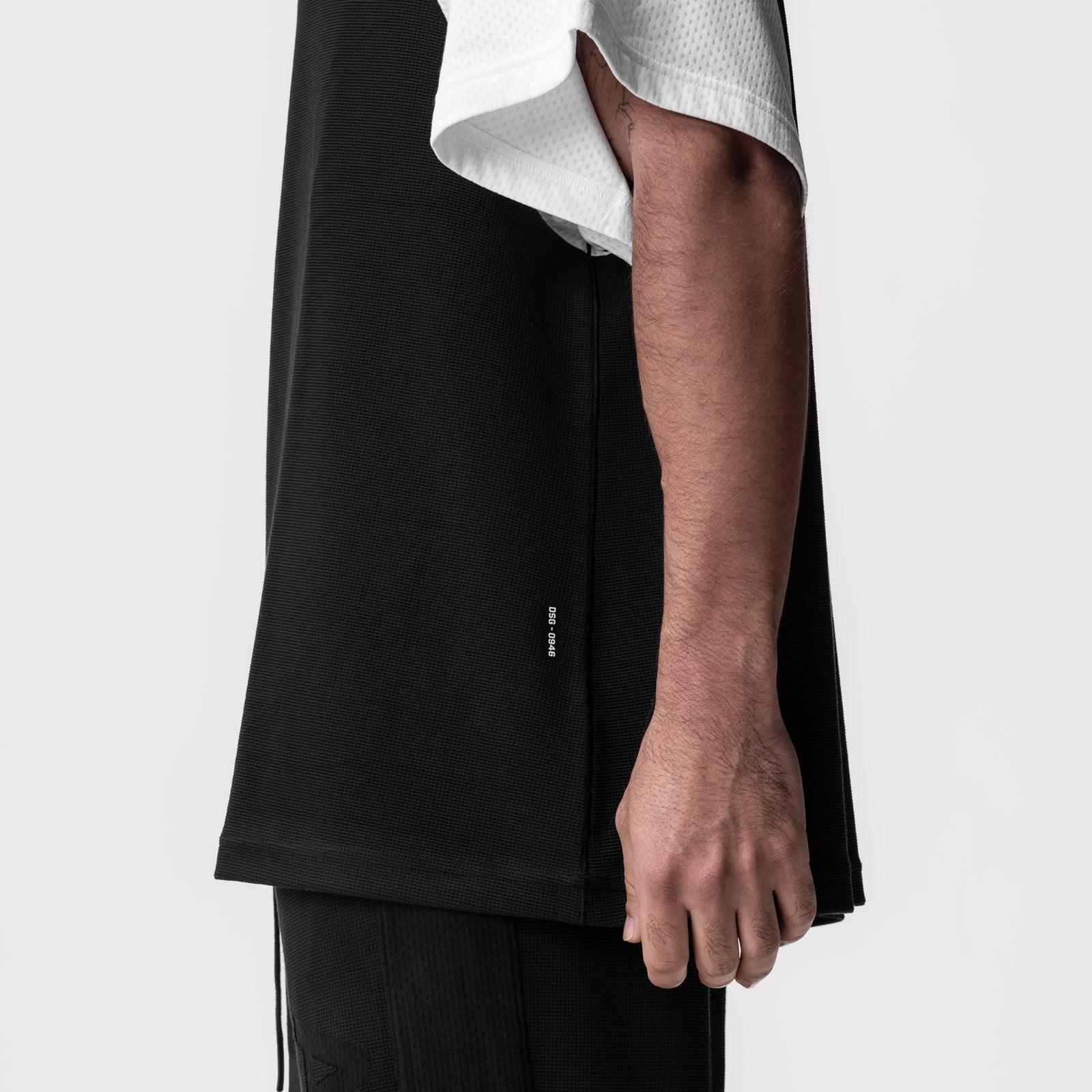 0946. Waffle Knit Oversized Tee - Black/White Product Image