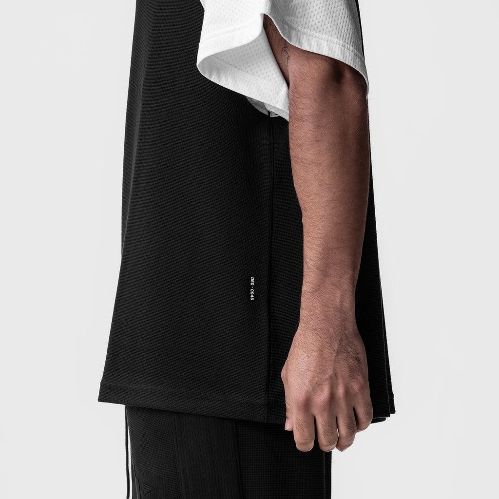 0946. Waffle Knit Oversized Tee - Black/White Product Image