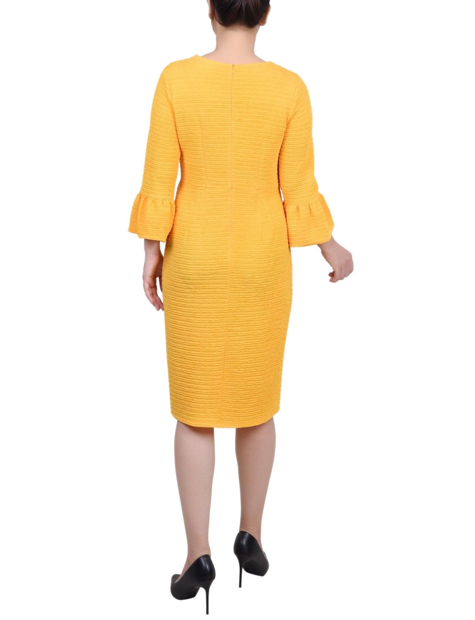 Navy 3/4 Length Pearl Detail Dress Product Image