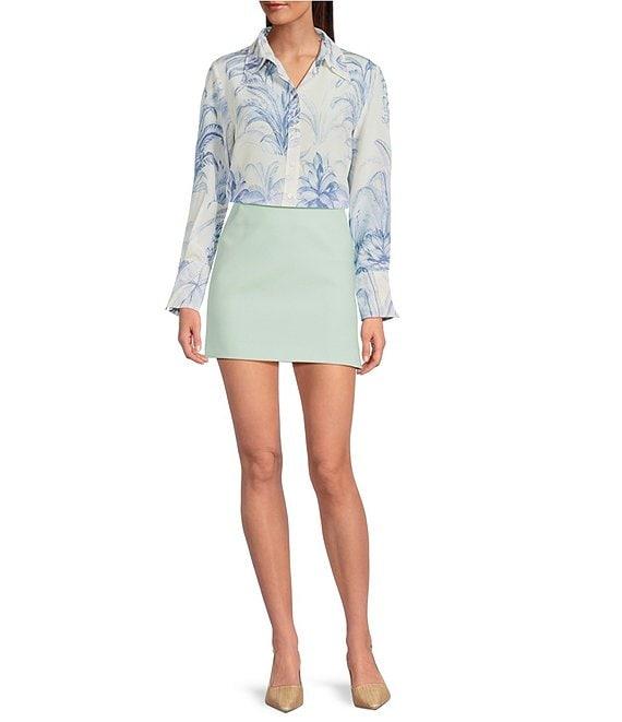 Marella Olpe Stretch Microfiber Canvas Mini Pencil Skirt Product Image