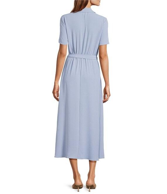 CeCe Button Front Short Sleeve Midi Dress Product Image