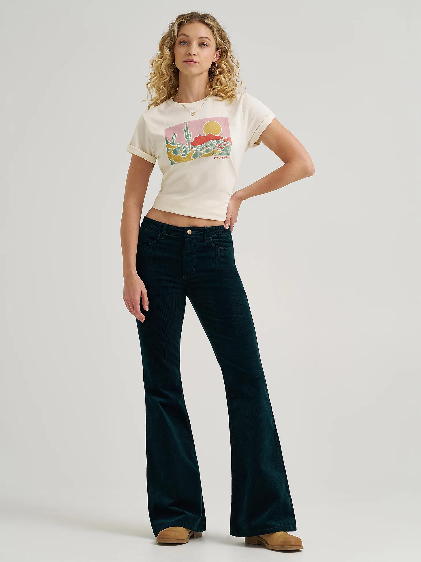 Women's Wrangler® Corduroy High Rise Fierce Flare Jean in Jewel Product Image