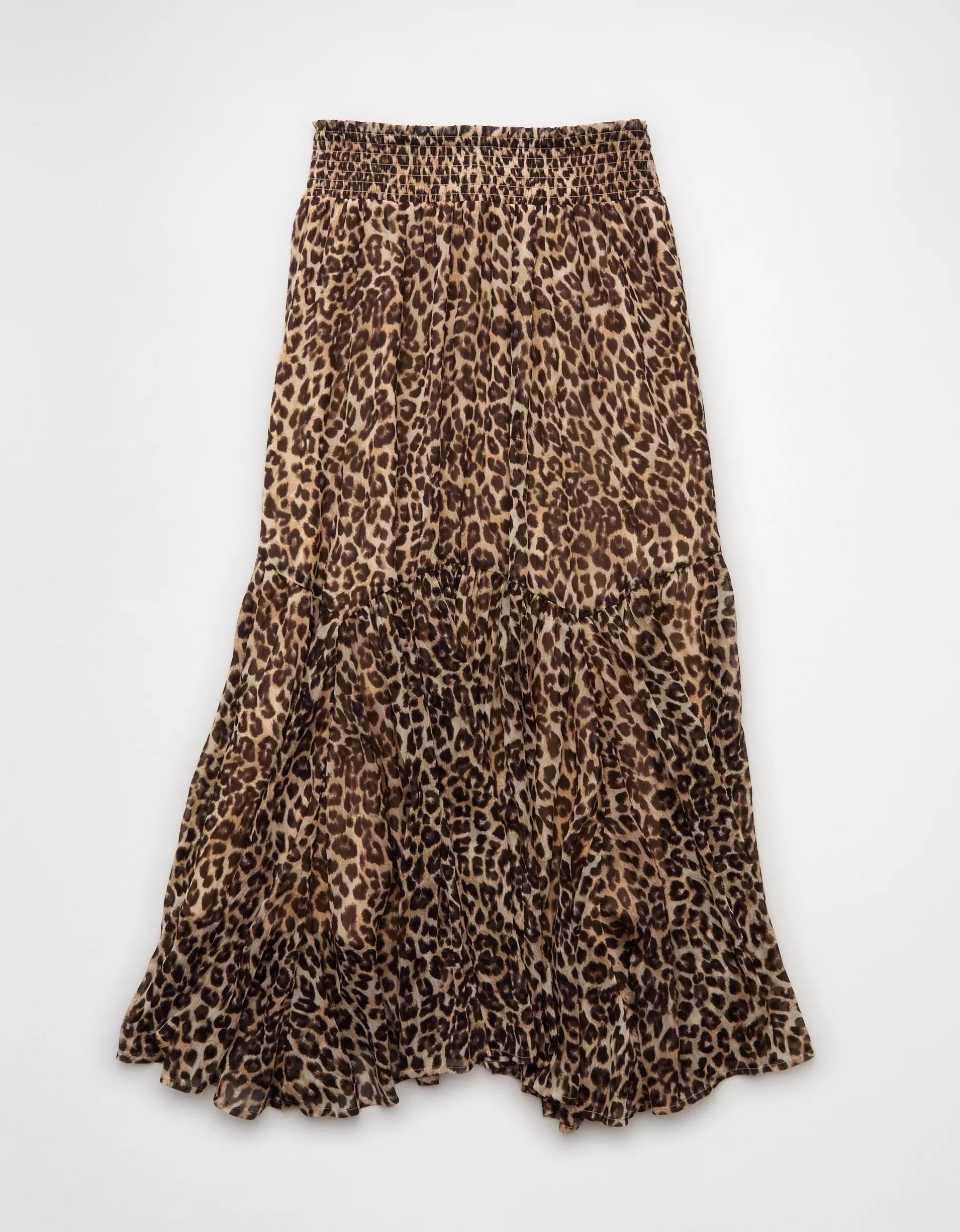 AE Smocked Handkerchief Hem Maxi Skirt Product Image