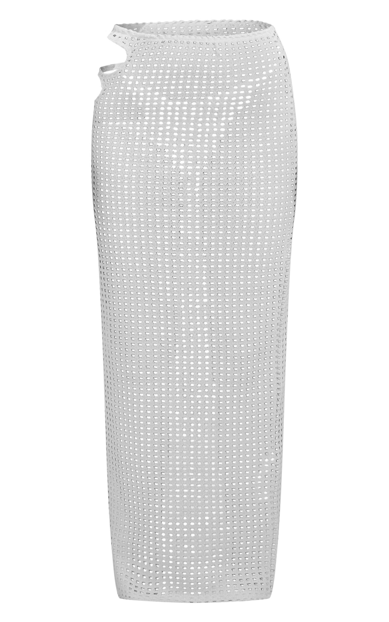 Cream Crochet Cut Out Maxi Beach Skirt Product Image