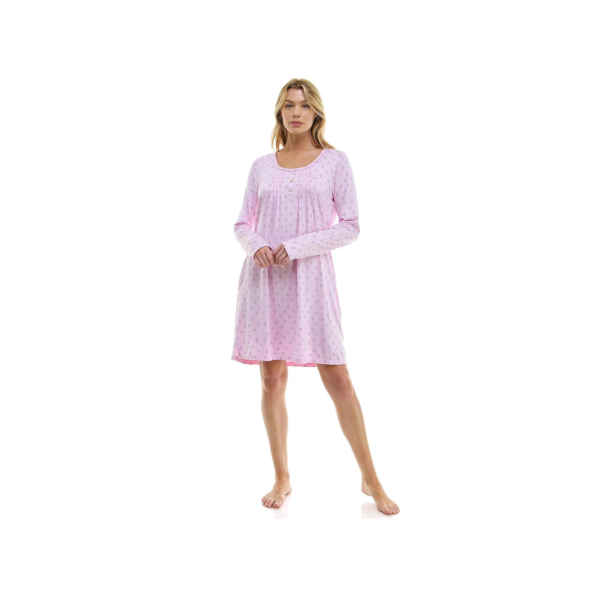 Women's Croft & Barrow® Cozy Luxe Long Sleeve Pajama Gown, Size: XXL, Sunny Circles Product Image