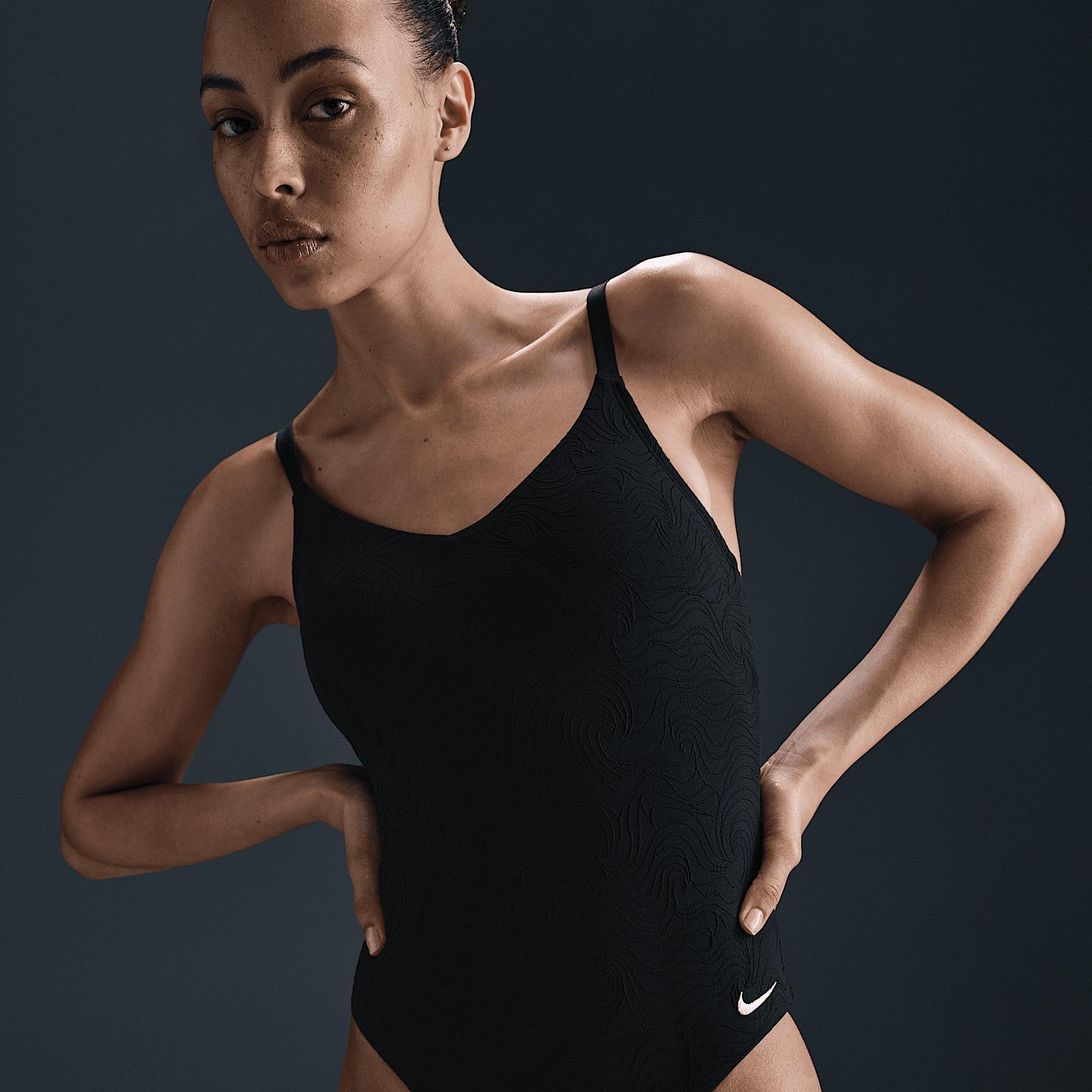 Nike Womens Swim Water Texture V-Neck One-Piece | NESSF261-001 Product Image