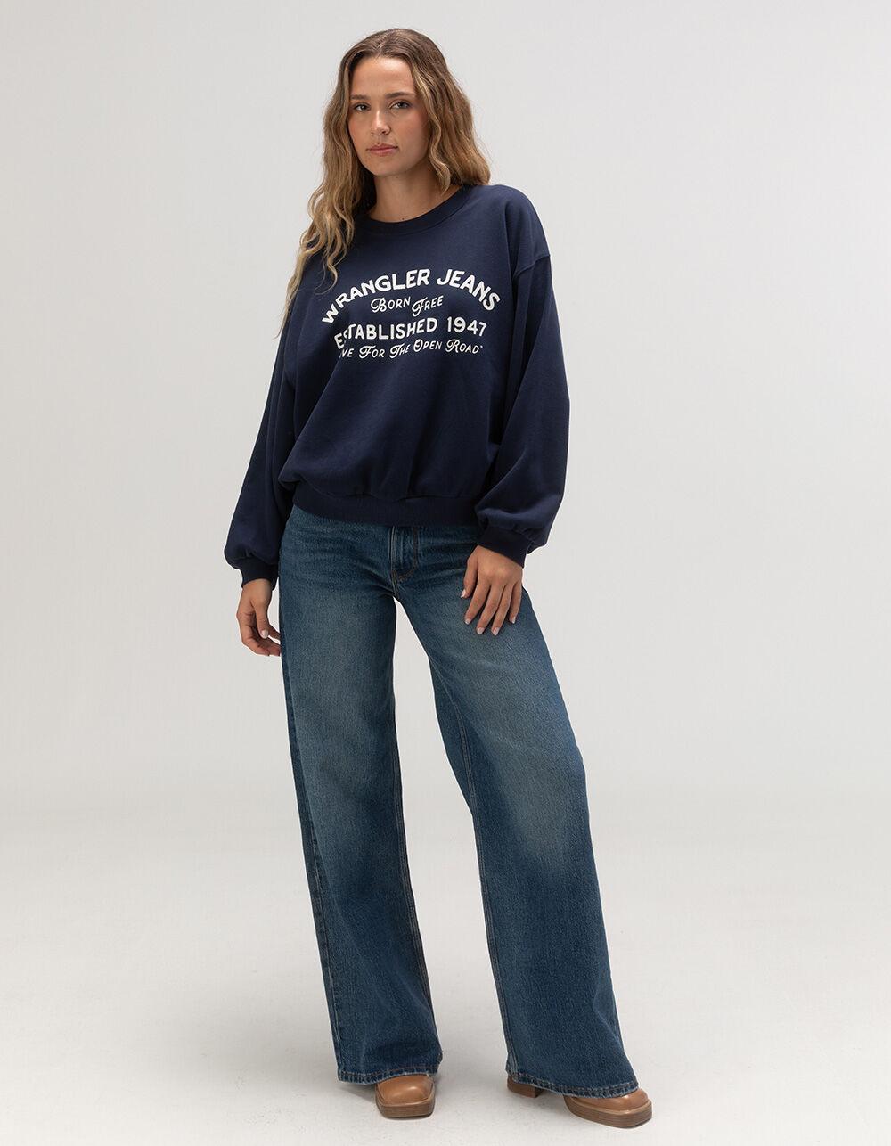 WRANGLER Established 1947 Womens Oversized Crewneck Sweatshirt - NAVY Product Image