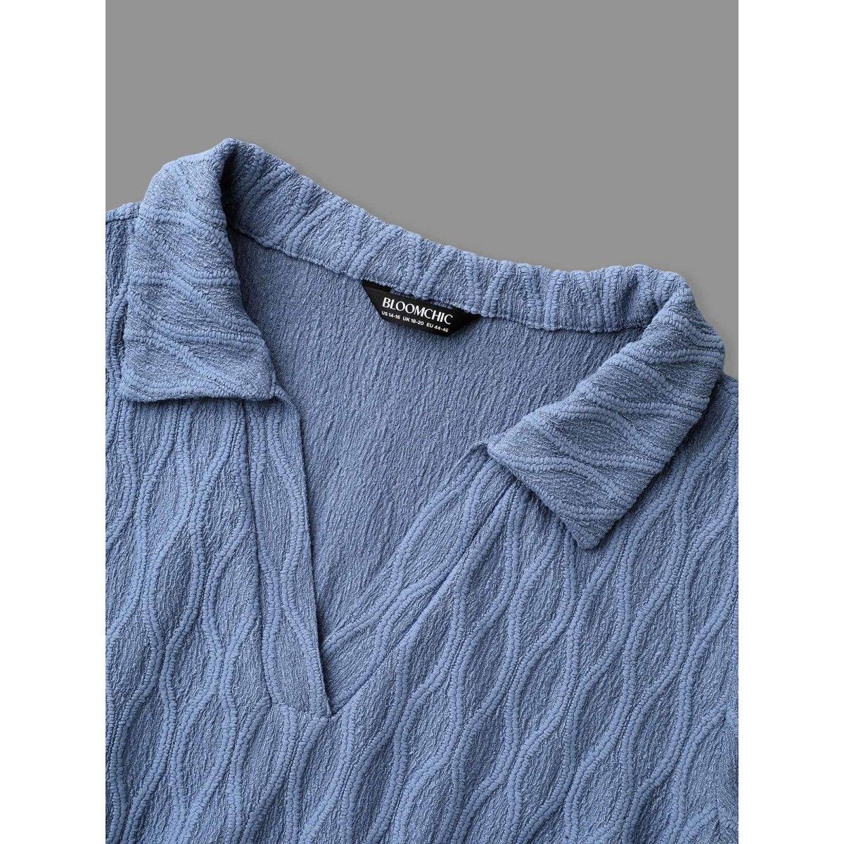 Plus Size Textured Pocketed Collared Midi Dress Stone Women Casual Texture Knit Dresses Bloomchic 22-24/3X Product Image