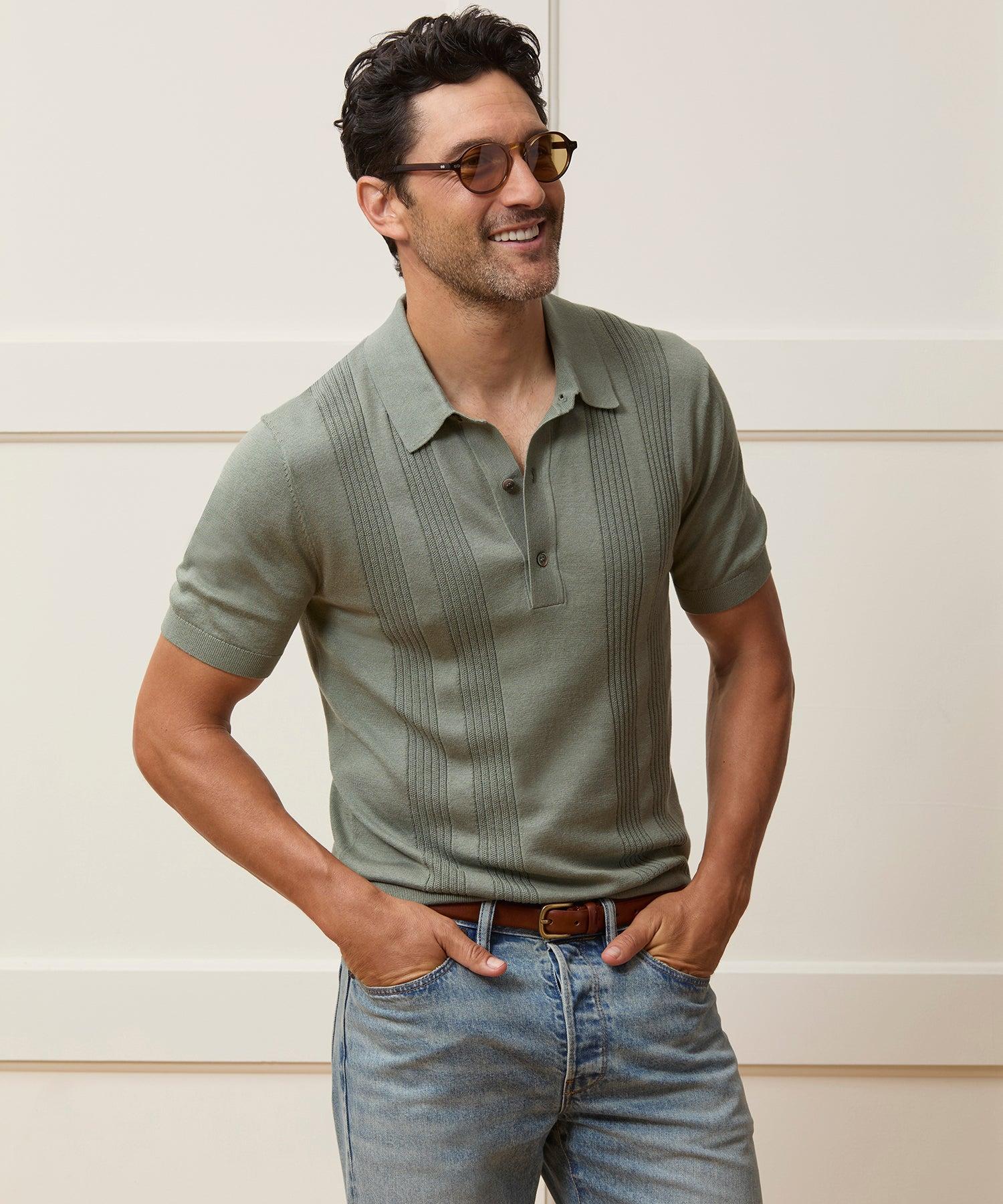 Silk-Cotton Ribbed Sweater Polo Product Image