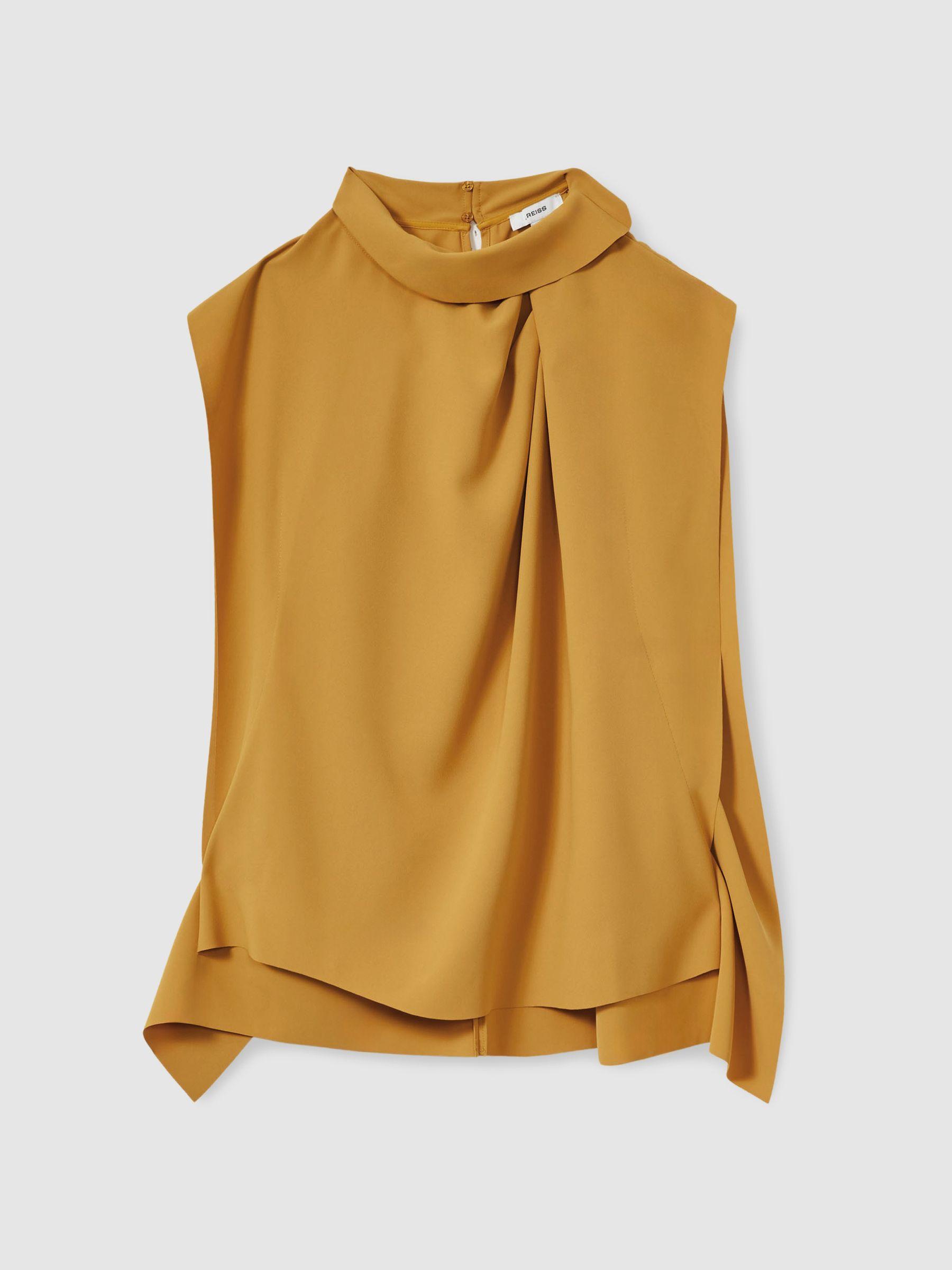 Drape-Neck Shell Top in Yellow Product Image