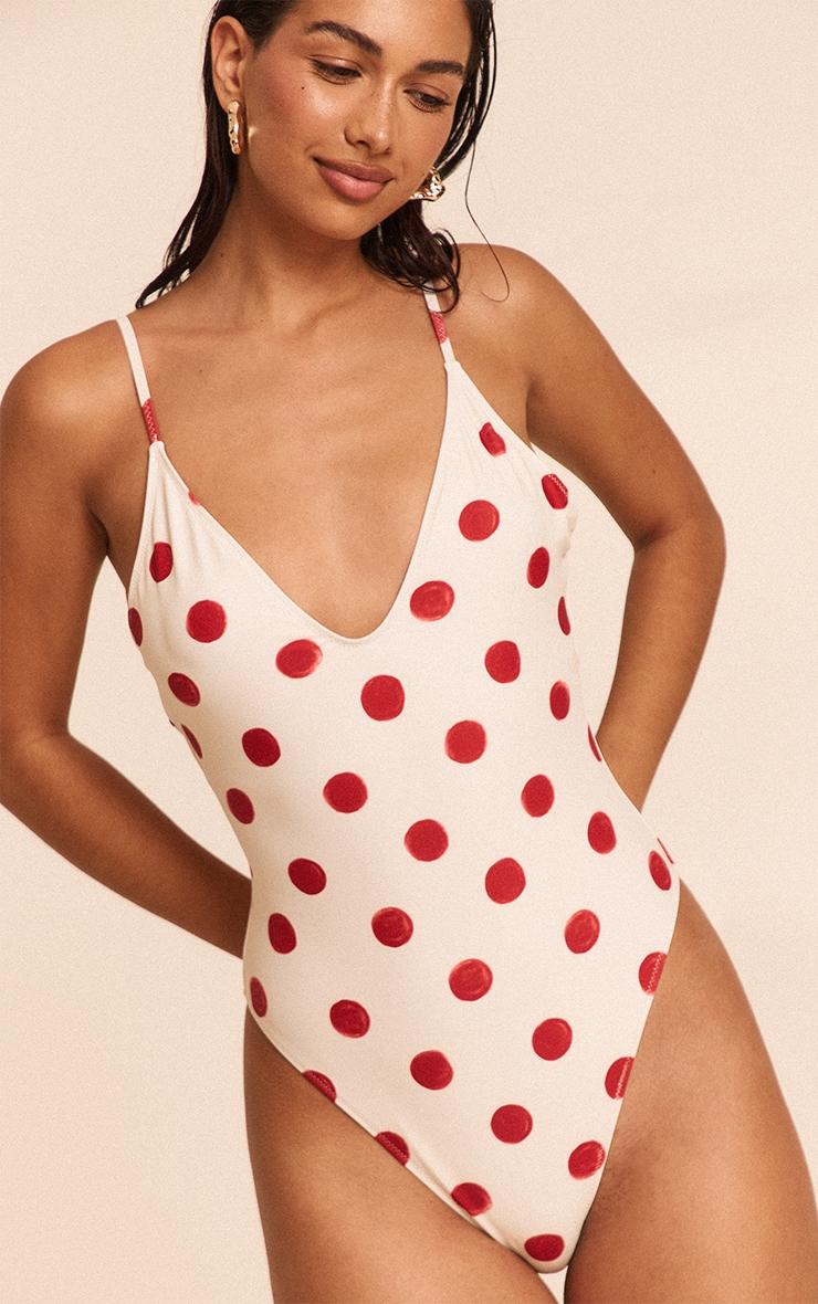 Red Polka Dot Scoop Swimsuit Product Image
