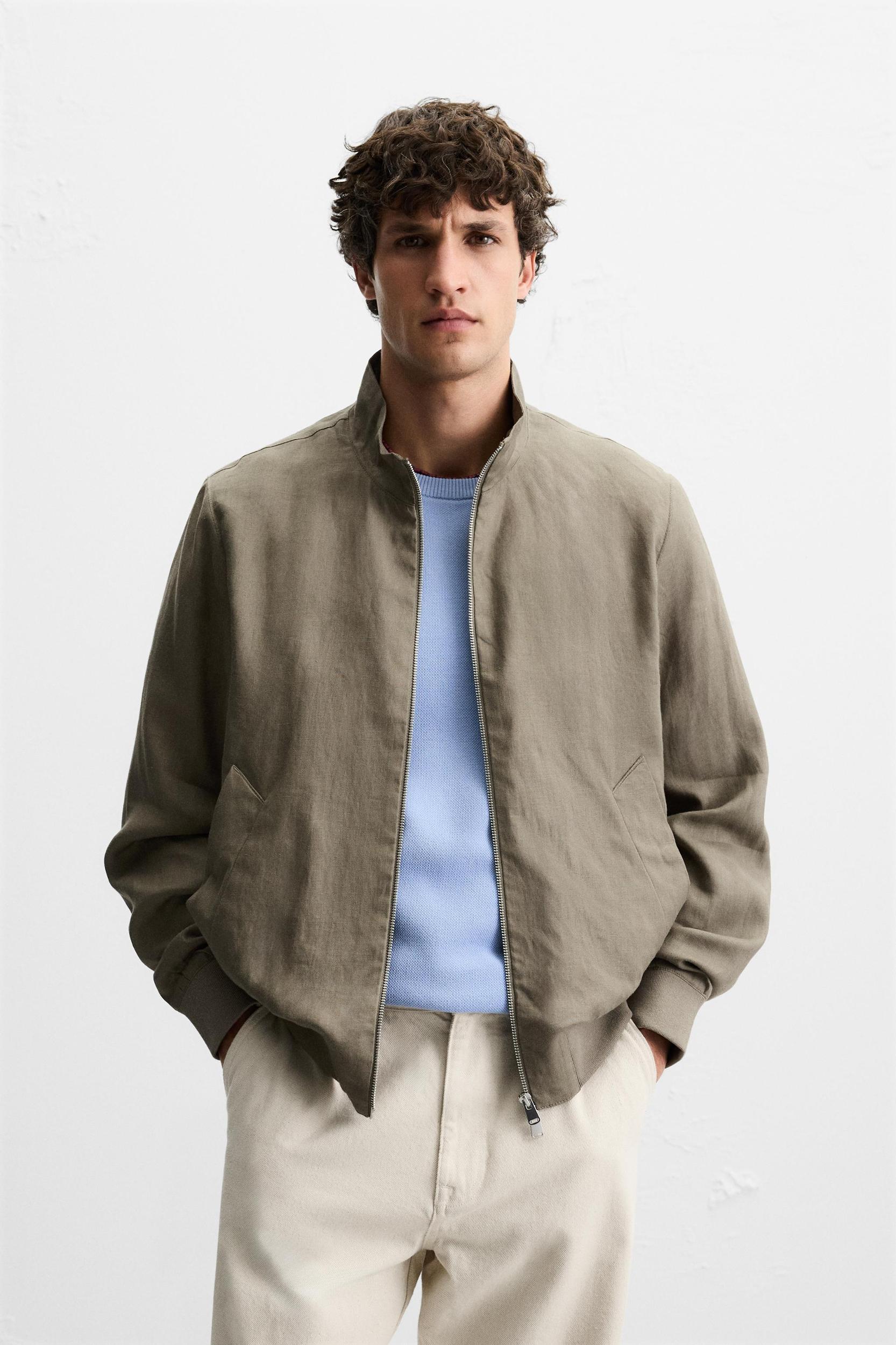 100% LINEN BOMBER JACKET Product Image