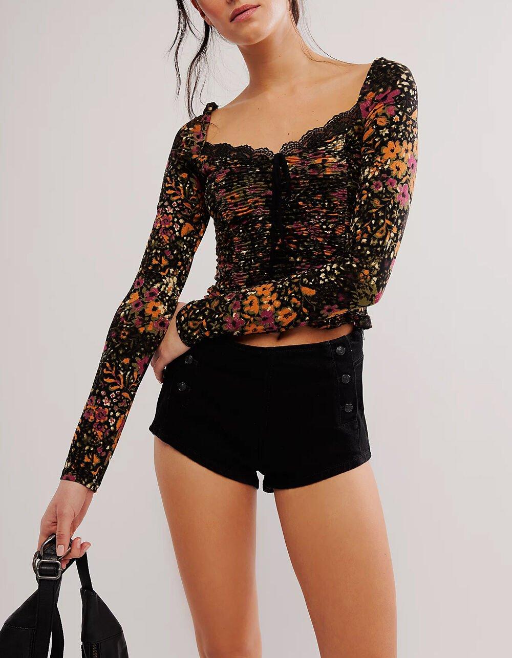 FREE PEOPLE Layer It On Me Womens Long Sleeve Top - BLACK COMBO Product Image