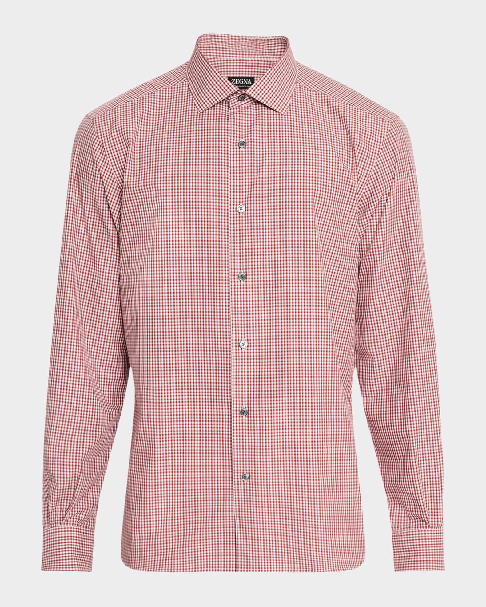Men's Cotton Check Casual Button-Down Shirt Product Image