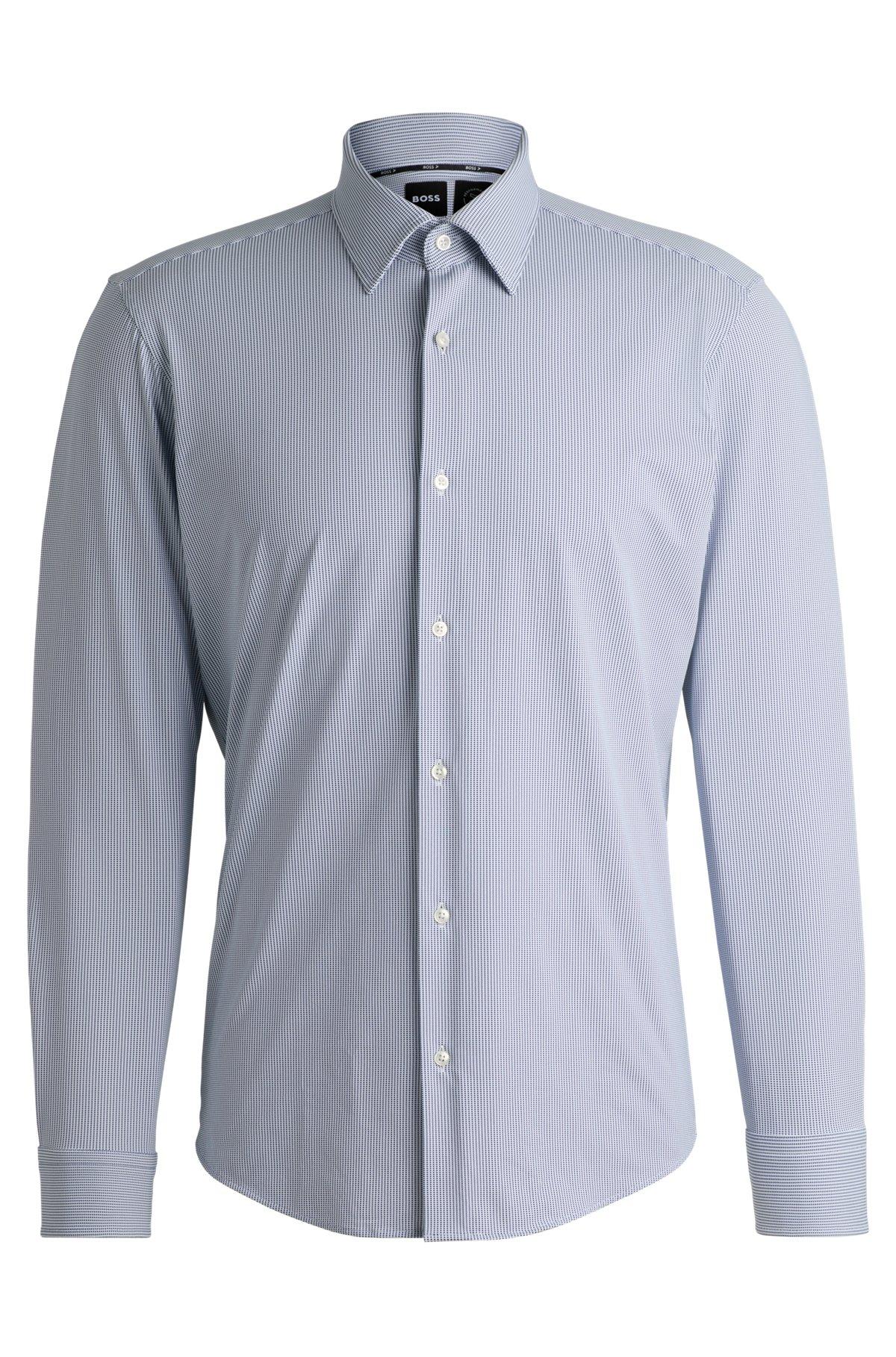 Regular-fit shirt in structured performance-stretch fabric Product Image