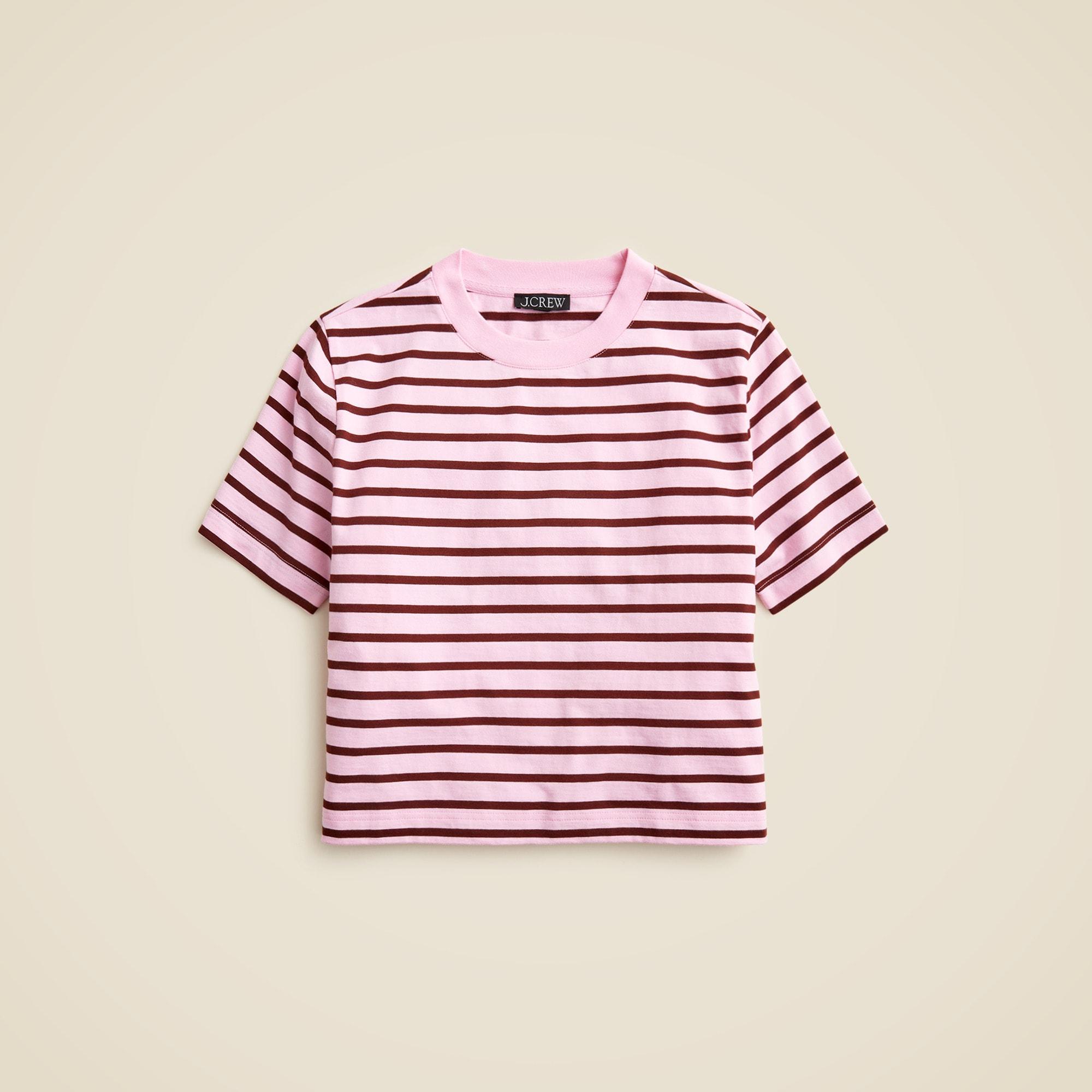 Relaxed premium-weight cropped T-shirt in stripe Product Image