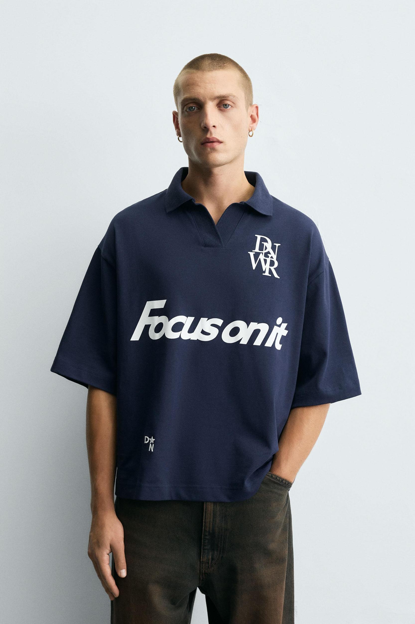 RETRO FOOTBALL PRINT POLO SHIRT Product Image