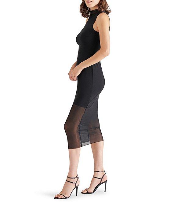 Steve Madden Sidra Mesh Mock Neck Sleeveless Midi Bodycon Dress Product Image
