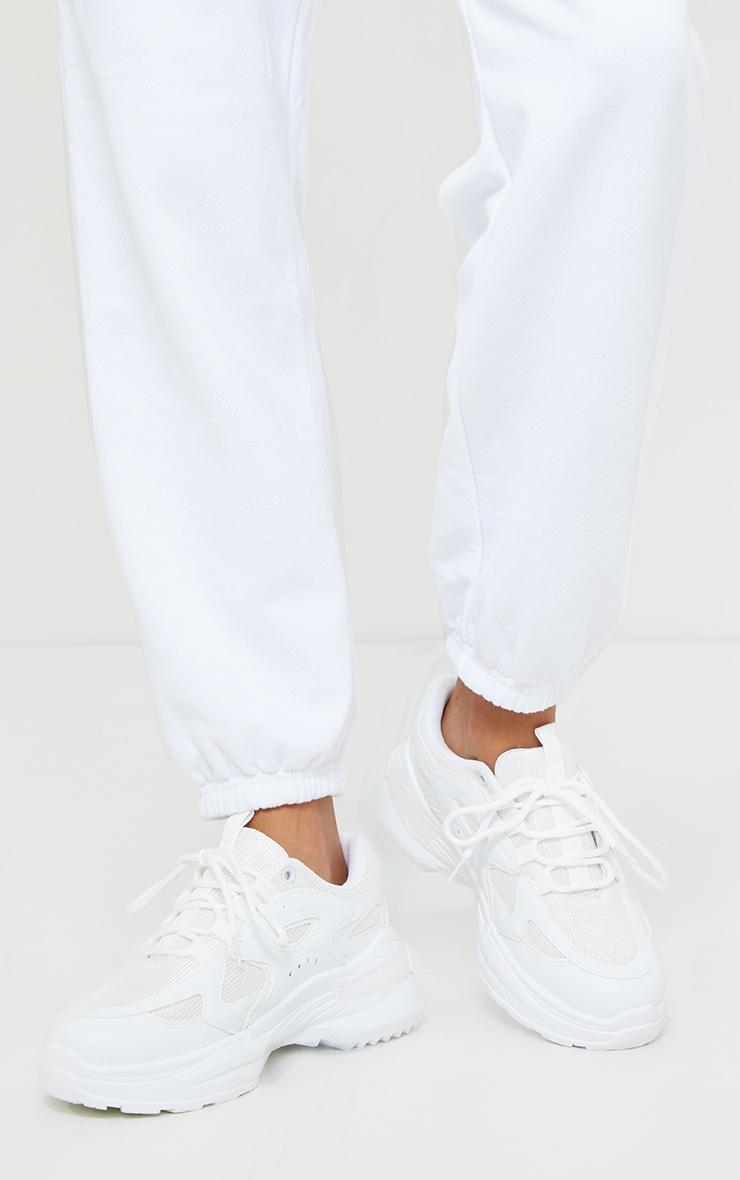 White Contrast Mesh Sneakers Product Image