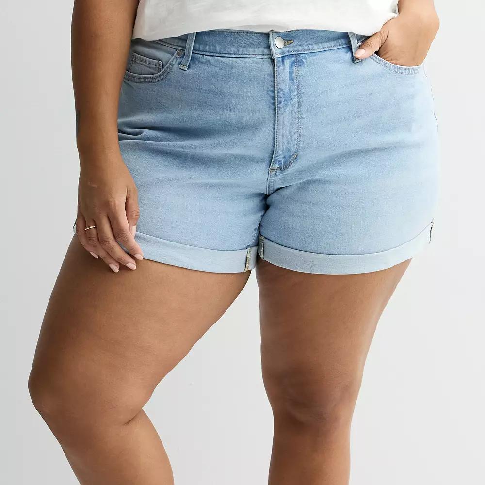Plus Size Sonoma Goods For Life Curvy Mid-Rise Roll Cuff Shorts, Women's, Size: 16 W, Light Blue Product Image