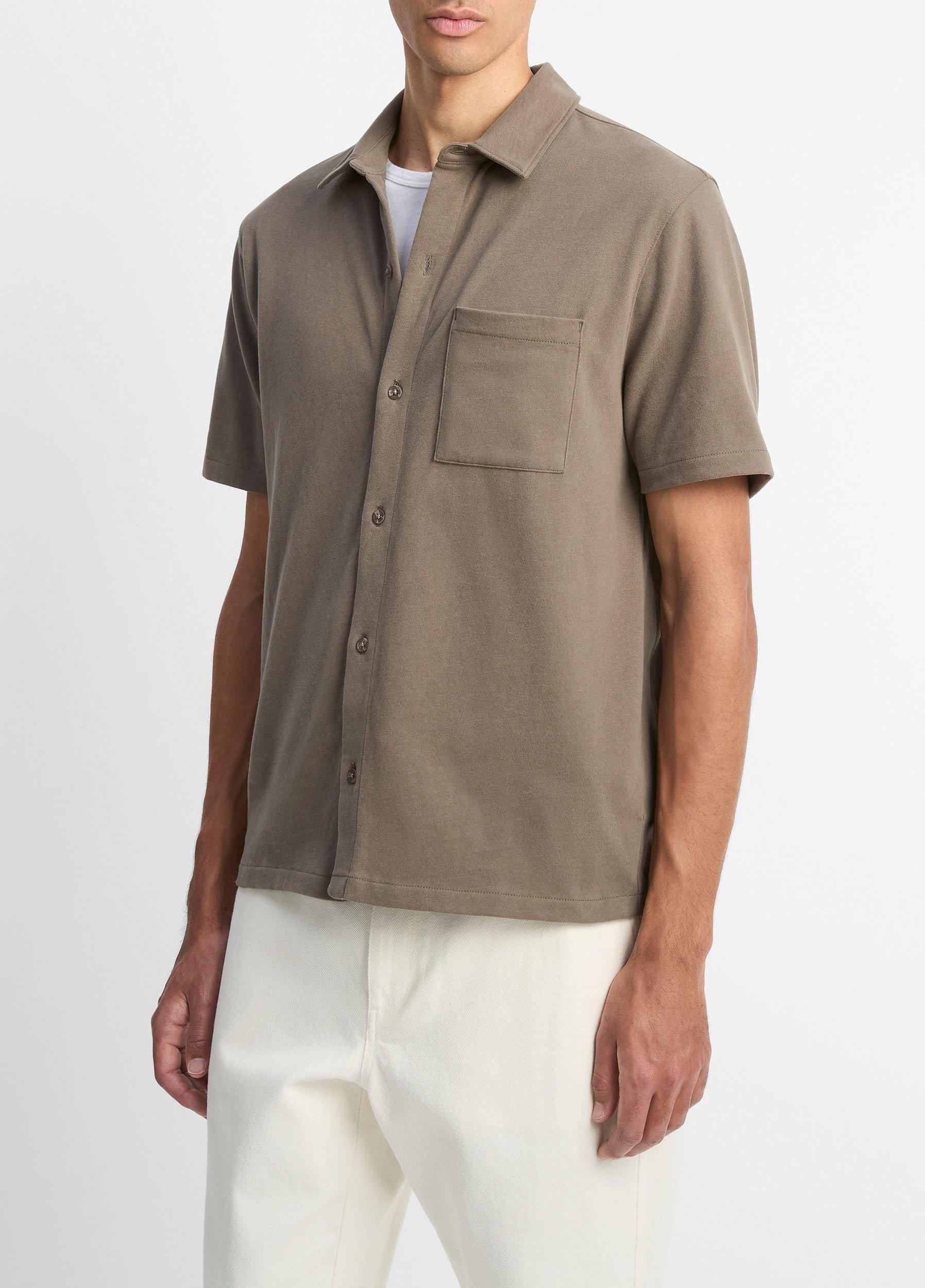 Sueded Cotton Jersey Button-Front Shirt Product Image