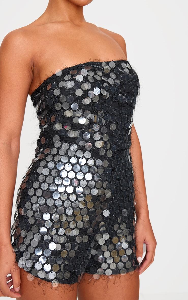 Black Disc Sequin Bandeau Romper Product Image