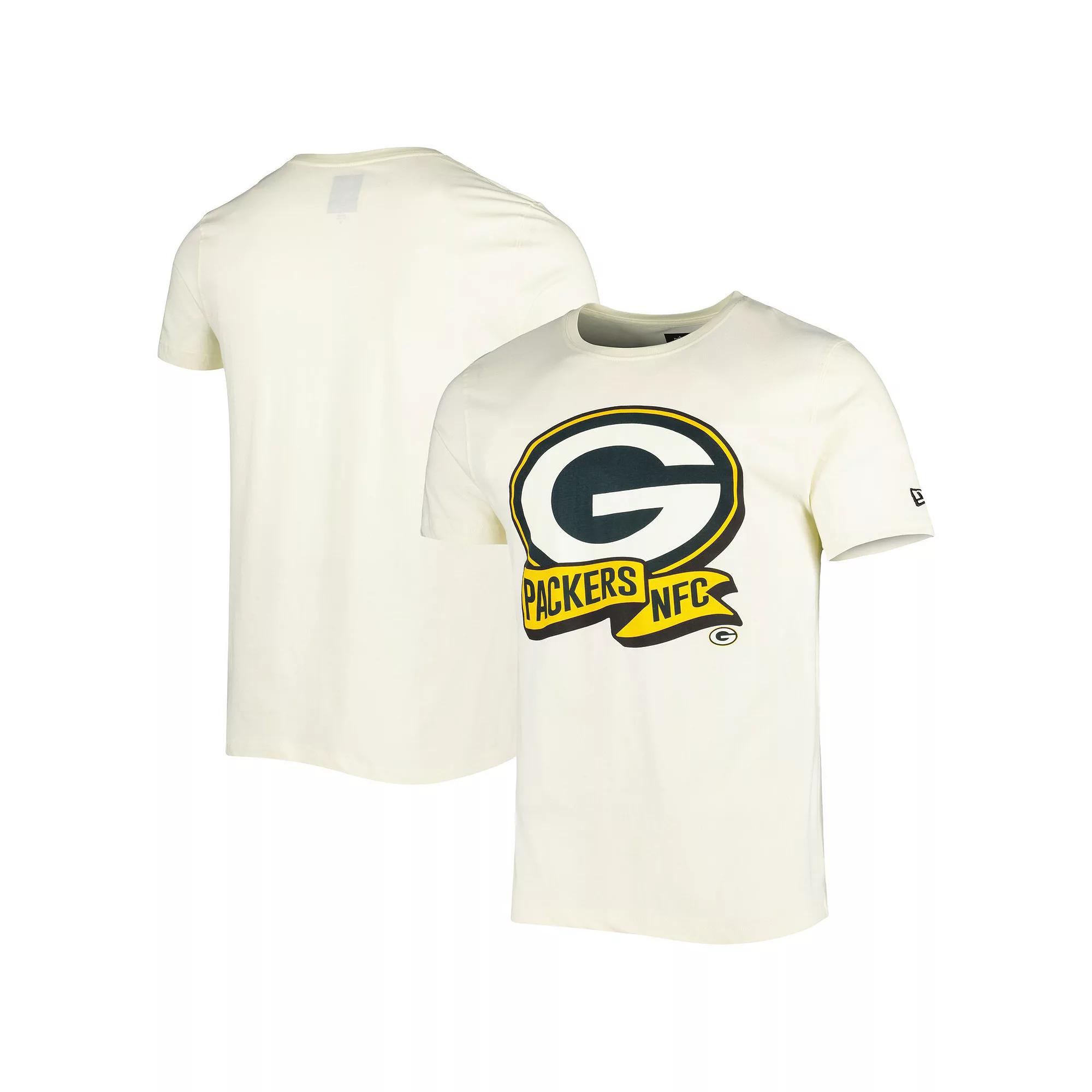 Men's New Era Cream Green Bay Packers Sideline Chrome T-Shirt, Size: Medium, Beige Product Image