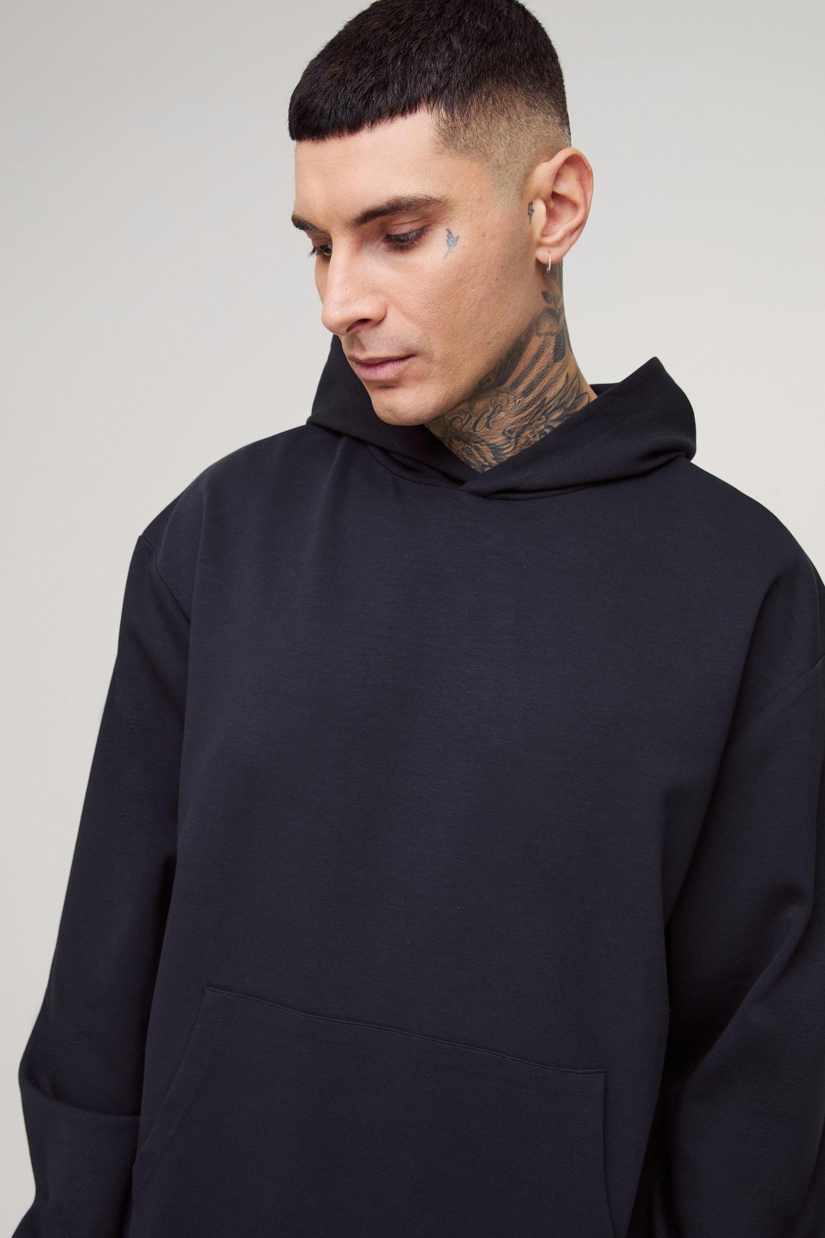 Tall Interlock Boxy Oversized Hoodie | boohooMAN USA Product Image