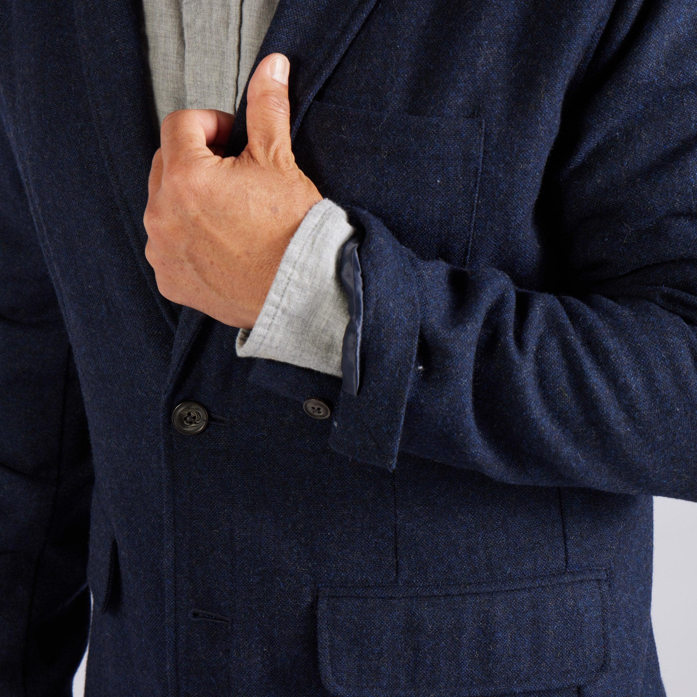 Hopsack Midweight Wool Blazer - Navy Product Image