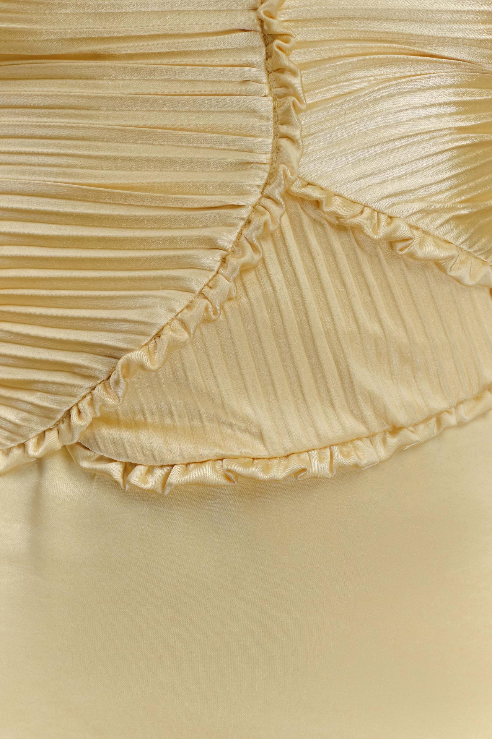 Larissa Satin Maxi Dress With Ruched Petals - Lemon Product Image