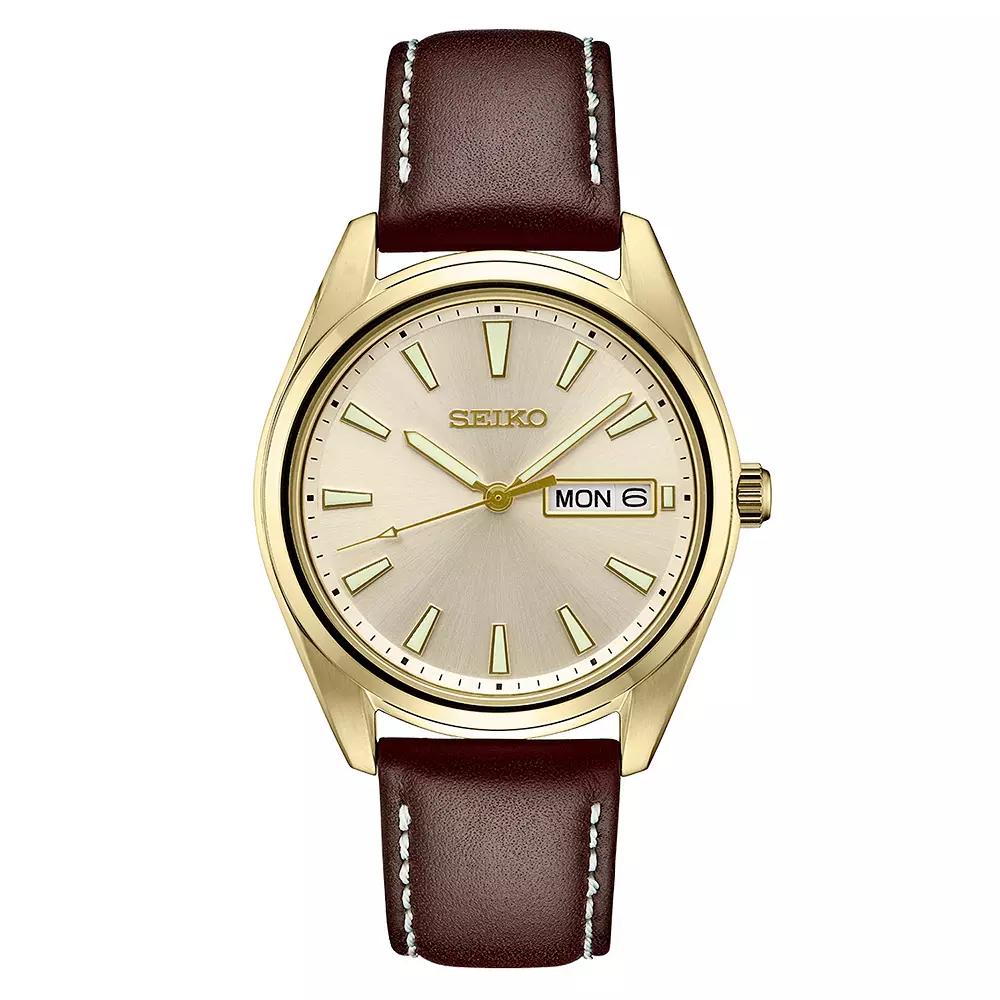 Seiko Mens Essential Stainless Steel Green Dial Watch - SUR449 Brown Product Image