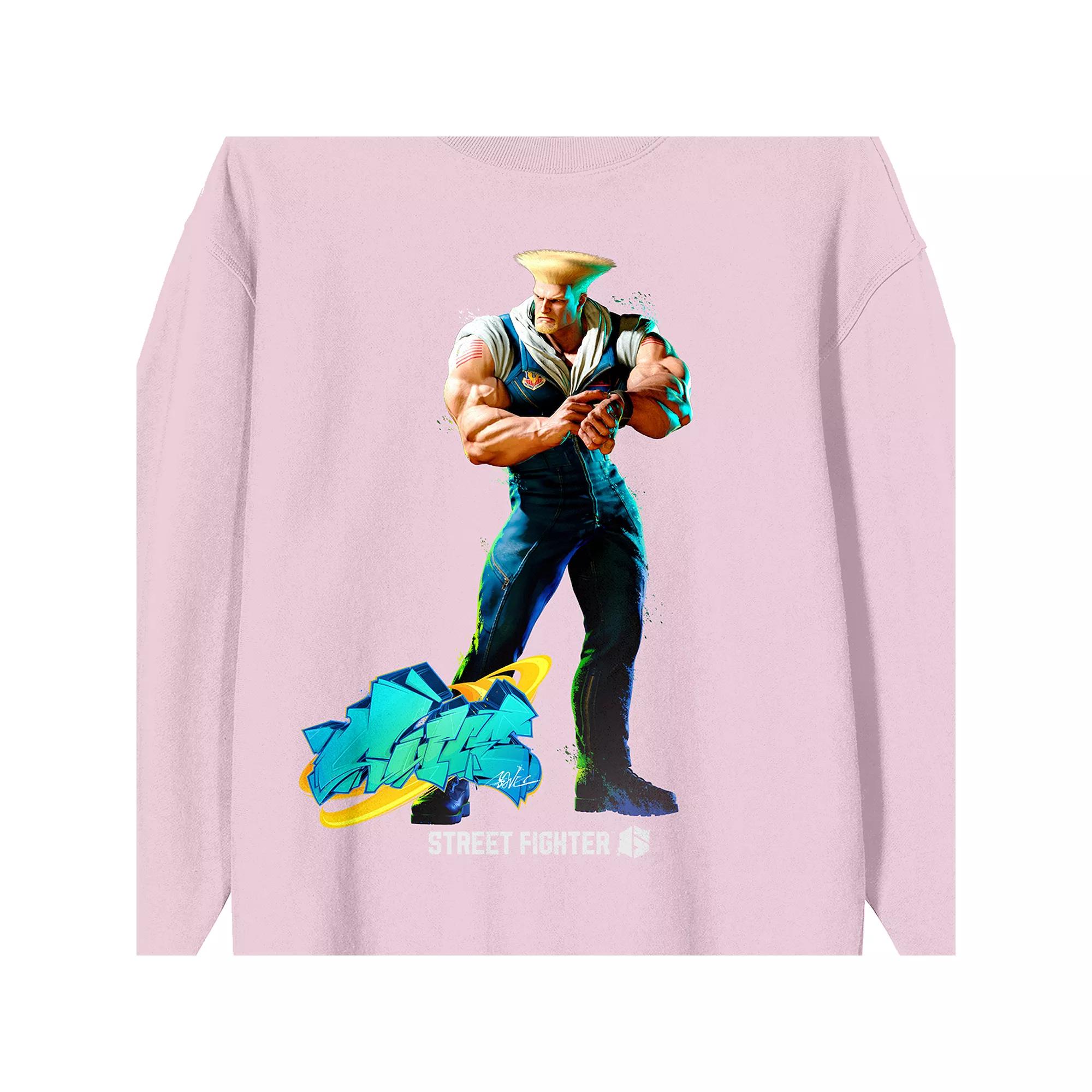 Men's Street Fighter VI Guile Long Sleeve Graphic Tee, Size: Large, Pink Product Image