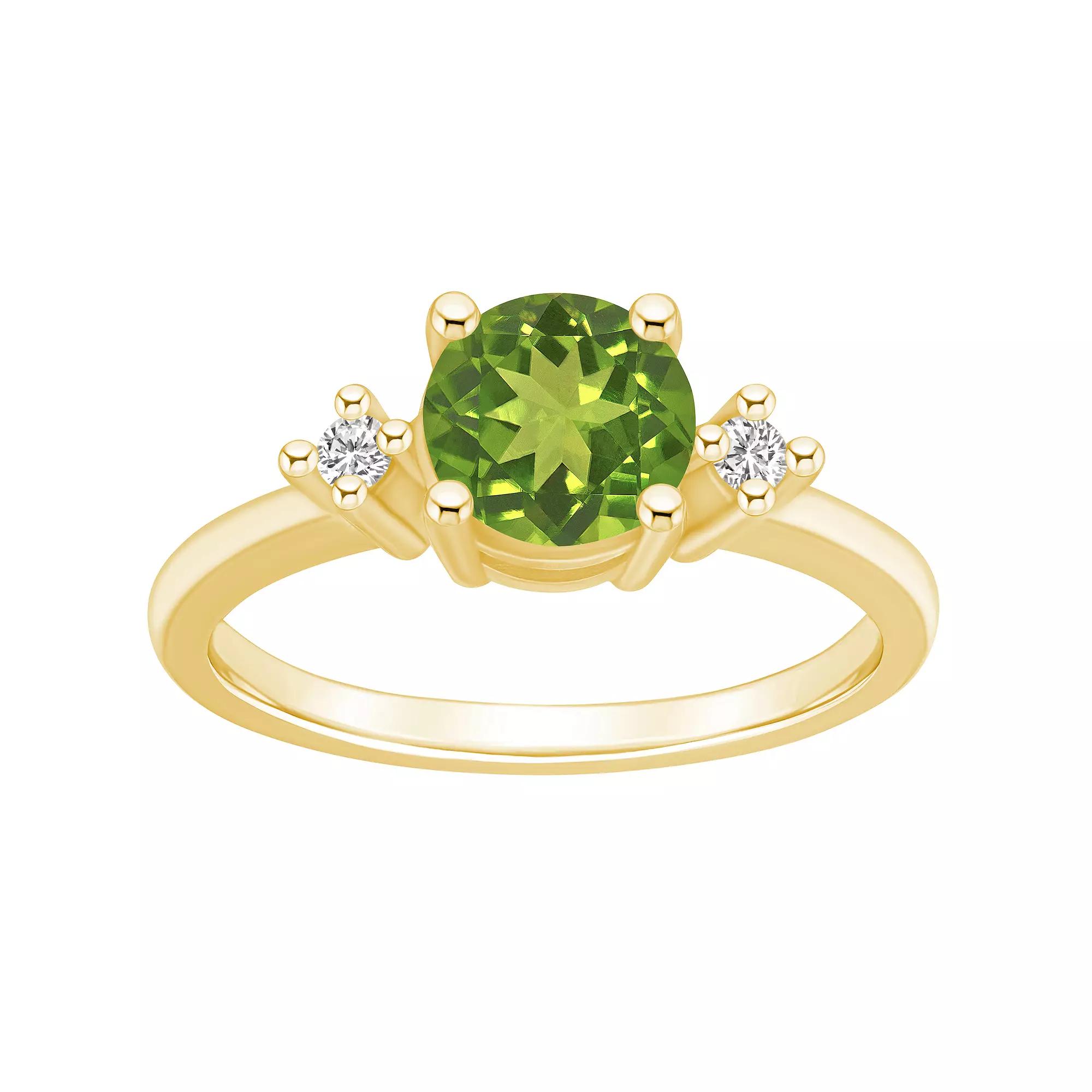 Alyson Layne 14k Gold Round Peridot & Diamond Accent Ring, Women's, Size: 6 Product Image