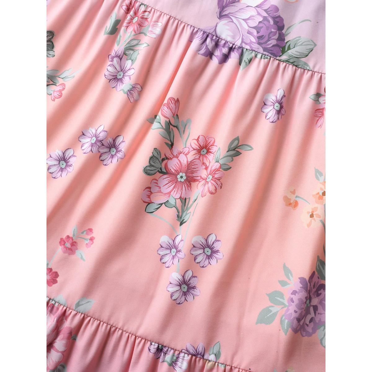 Plus Size Floral Print Pockets Gradient Maxi Dress Blush Women Notched collar Sleeveless Curvy BloomChic 30/6X Product Image