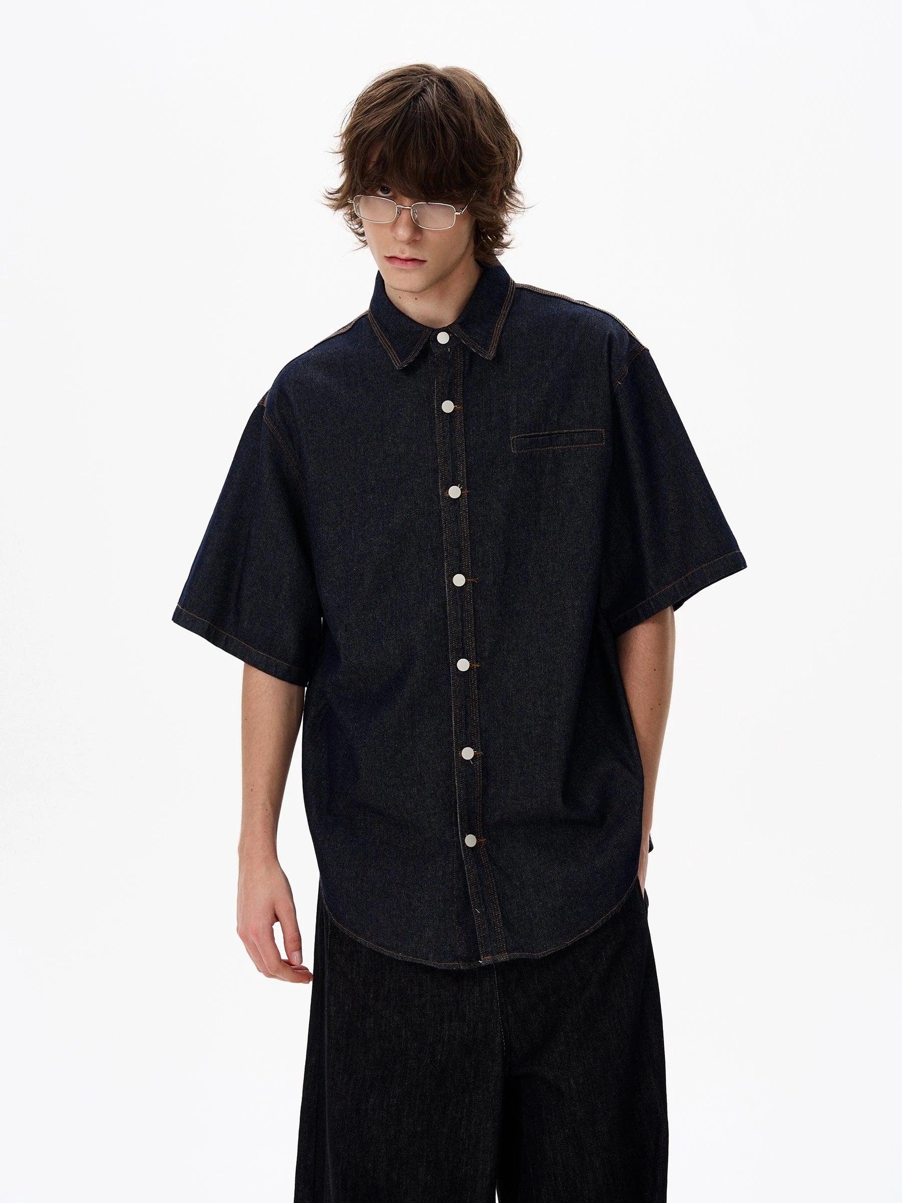 RT No. 18185 BLUE DENIM BUTTON-UP SHIRT Product Image