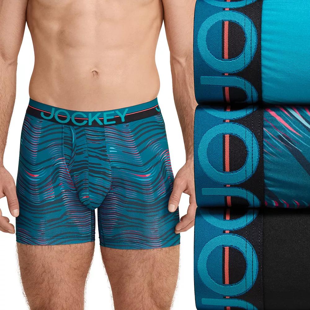Men's Jockey® Infinite Cool 3-pack Microfiber Stretch 5" Boxer Briefs, Size: Small, Underwater Blue Product Image
