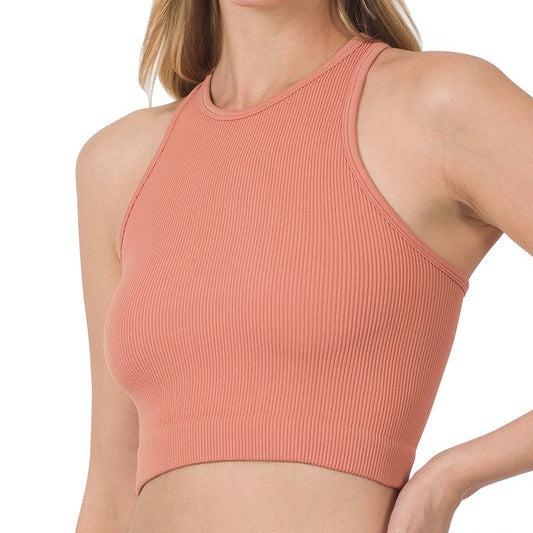 Cropped And Ribbed Racerback Top- 4 Colors Product Image