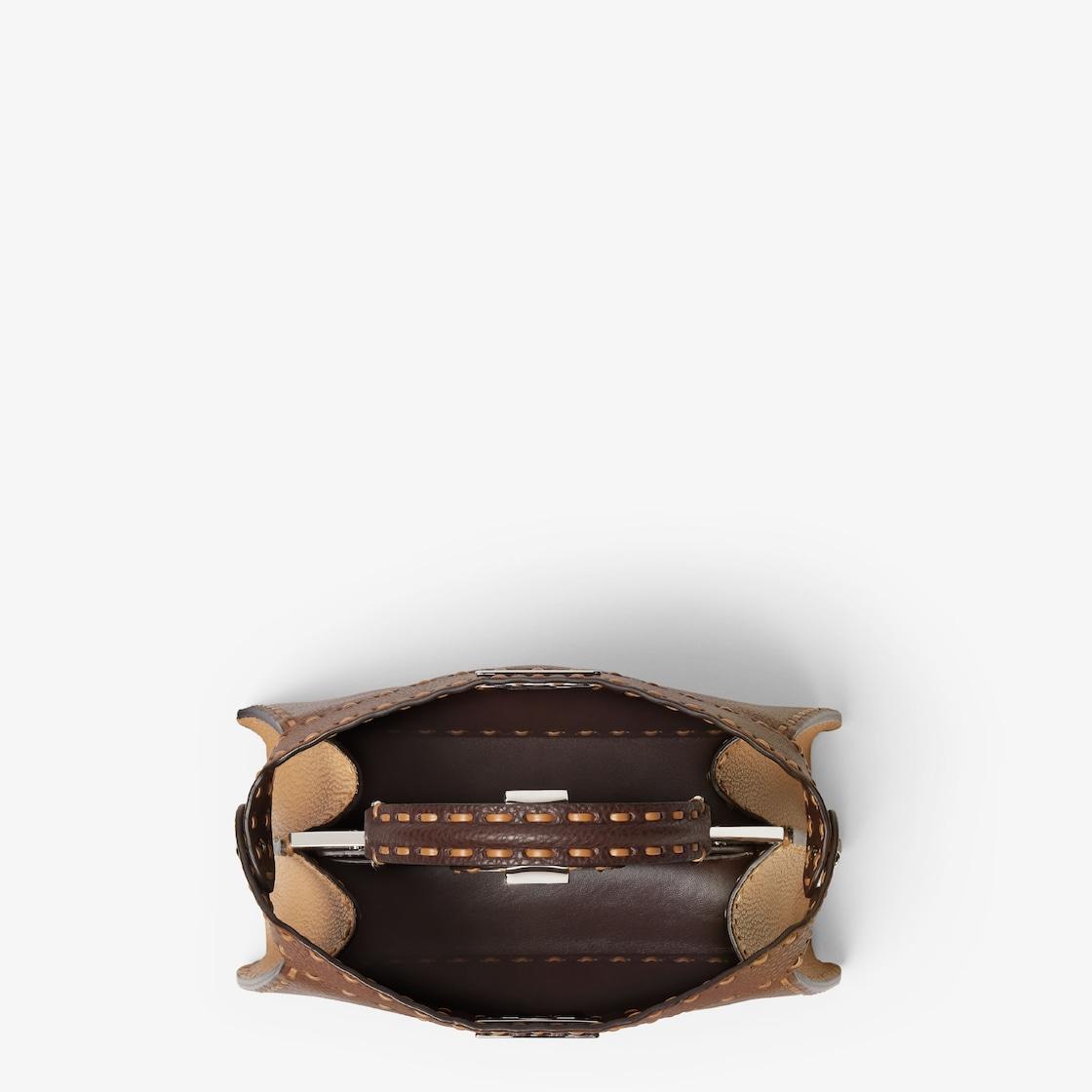 Peekaboo ISeeU SmallMulticolor sage Selleria bag with 556 hand-sewn topstitches Product Image