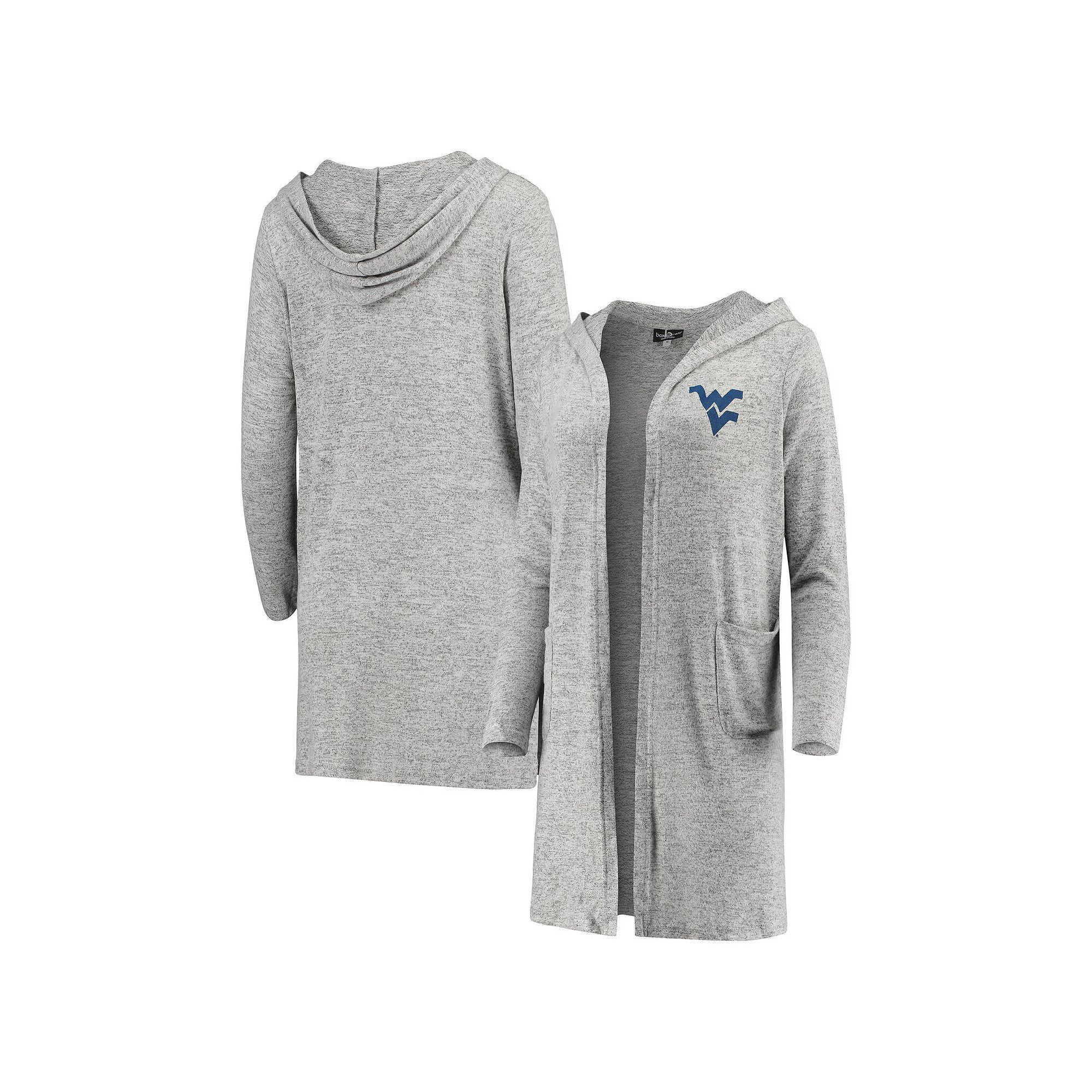 Women's Heathered Gray West Virginia Mountaineers Cuddle Soft Duster Tri-Blend Hooded Cardigan,  Product Image