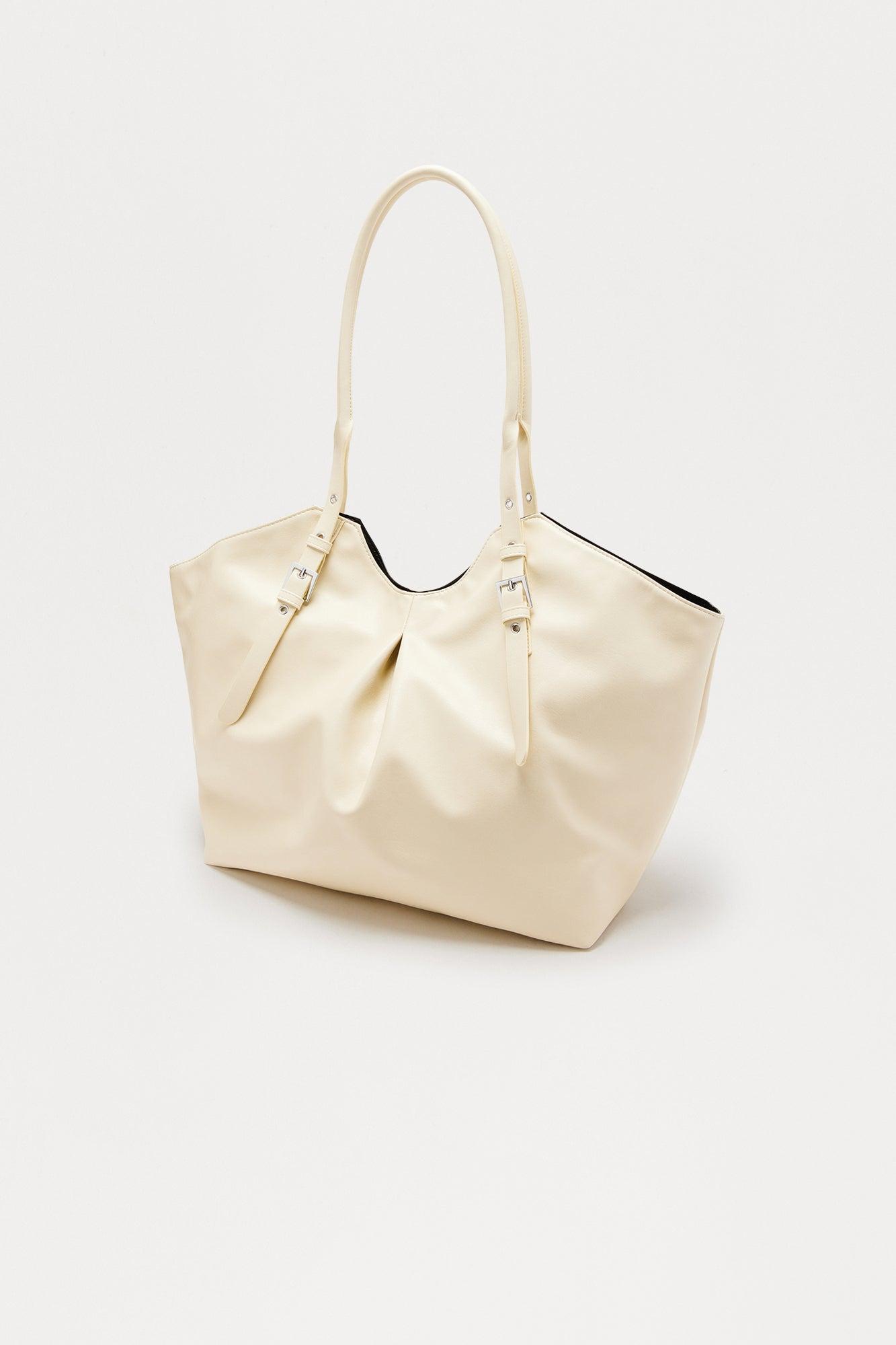 Olivia Faux Leather Tote Bag - Ivory Female Product Image